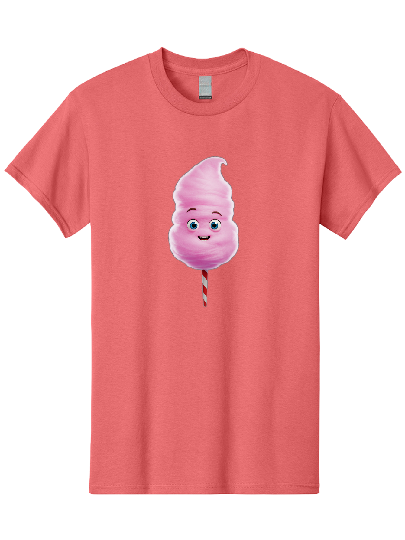 Cotton-Candy-3 Men'S Graphic Tee, 100% Cotton, Comfortable Casual Summer Wear, Machine Washable, Cotton Candy, Fluffy Treat, Cartoon Character, Sweet Delight, Blue Eyes, Cheerful Smile, Striped Stick, Carnival Snack, Party Dessert Bac911