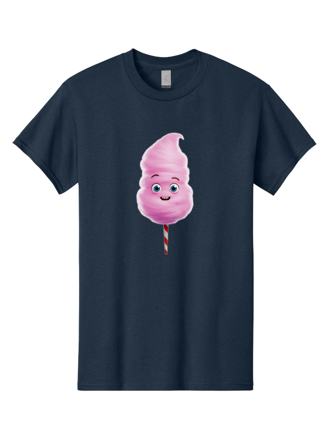 Cotton-Candy-3 Men'S Graphic Tee, 100% Cotton, Comfortable Casual Summer Wear, Machine Washable, Cotton Candy, Fluffy Treat, Cartoon Character, Sweet Delight, Blue Eyes, Cheerful Smile, Striped Stick, Carnival Snack, Party Dessert Bac911