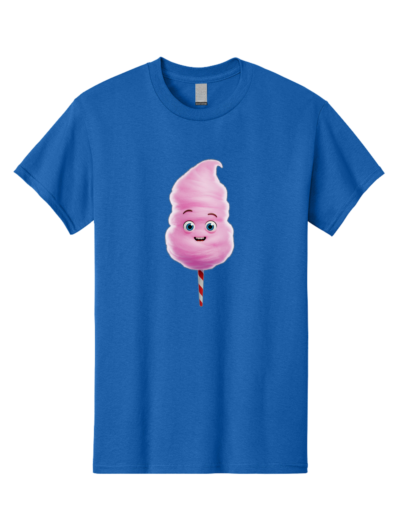 Cotton-Candy-3 Men'S Graphic Tee, 100% Cotton, Comfortable Casual Summer Wear, Machine Washable, Cotton Candy, Fluffy Treat, Cartoon Character, Sweet Delight, Blue Eyes, Cheerful Smile, Striped Stick, Carnival Snack, Party Dessert Bac911