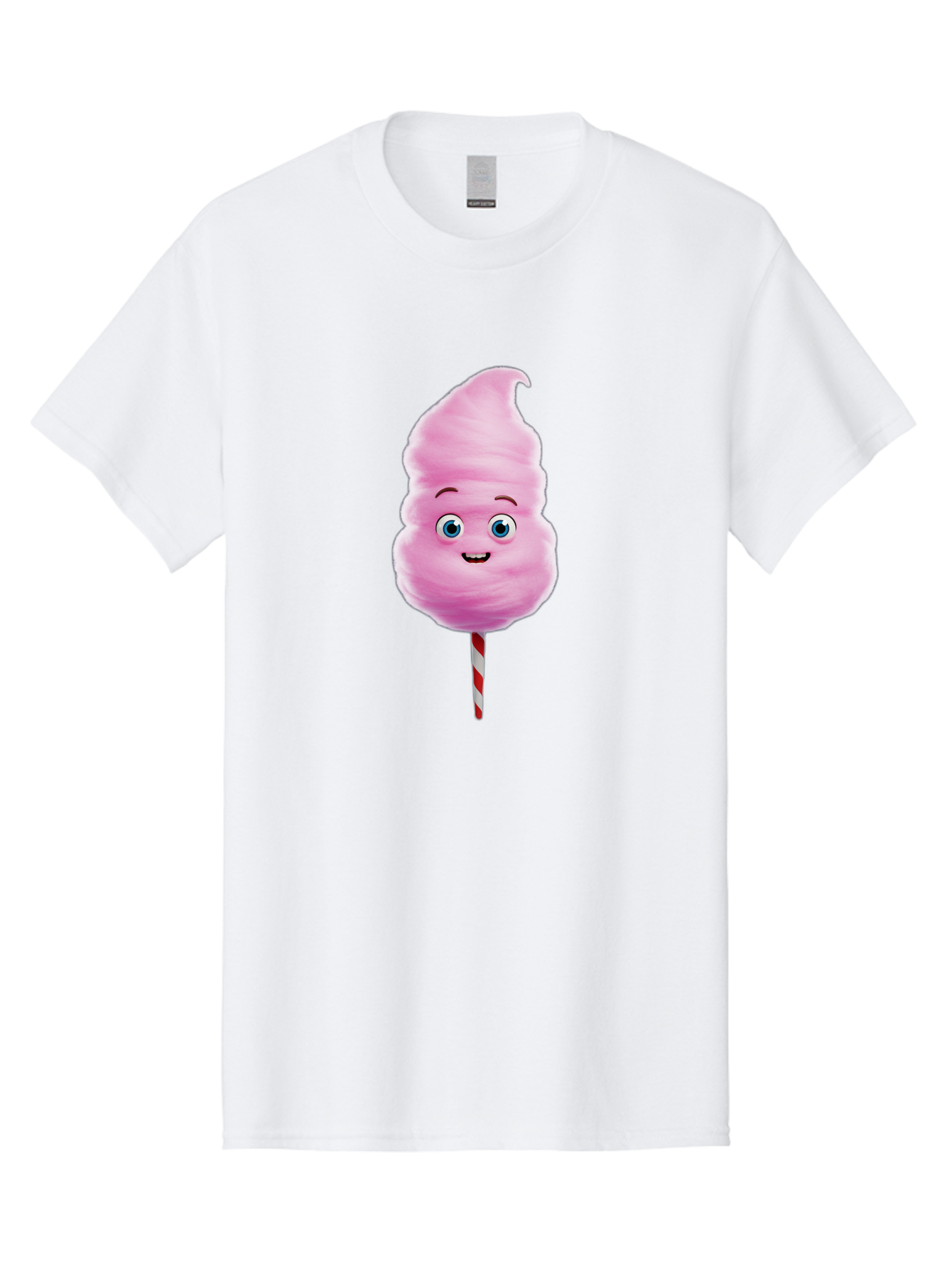 Cotton-Candy-3 Men'S Graphic Tee, 100% Cotton, Comfortable Casual Summer Wear, Machine Washable, Cotton Candy, Fluffy Treat, Cartoon Character, Sweet Delight, Blue Eyes, Cheerful Smile, Striped Stick, Carnival Snack, Party Dessert Bac911