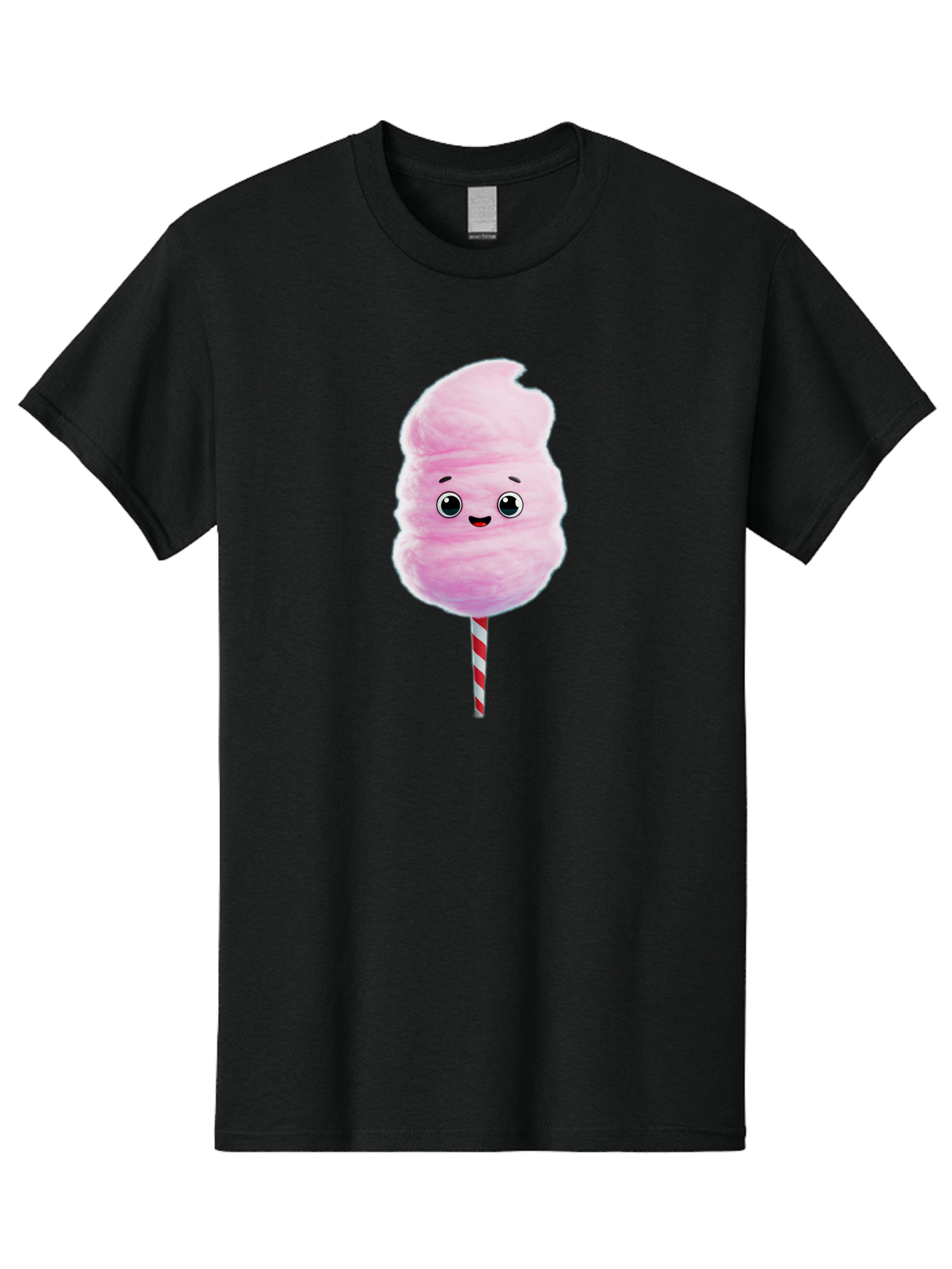 Cotton-Candy-4 Men'S Graphic Tee, 100% Cotton, Comfortable Casual Summer Wear, Machine Washable, Fluffy Pink Cotton Candy, Cartoon Character, Sweet Treat, Striped Stick, Cute Face, Happy Expression, Carnival Snack, Sugary Delight, Bac912