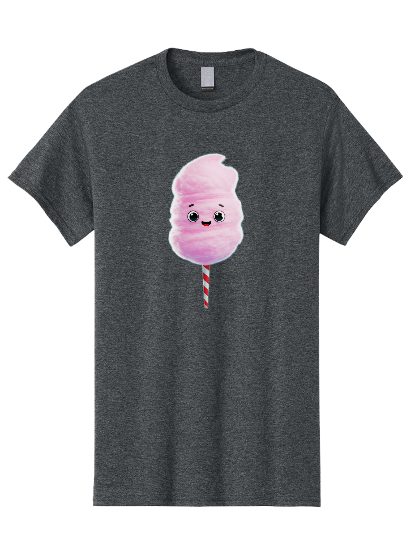 Cotton-Candy-4 Men'S Graphic Tee, 100% Cotton, Comfortable Casual Summer Wear, Machine Washable, Fluffy Pink Cotton Candy, Cartoon Character, Sweet Treat, Striped Stick, Cute Face, Happy Expression, Carnival Snack, Sugary Delight, Bac912