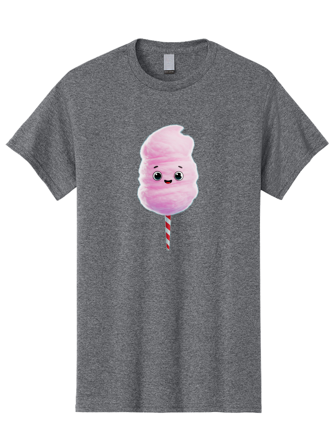 Cotton-Candy-4 Men'S Graphic Tee, 100% Cotton, Comfortable Casual Summer Wear, Machine Washable, Fluffy Pink Cotton Candy, Cartoon Character, Sweet Treat, Striped Stick, Cute Face, Happy Expression, Carnival Snack, Sugary Delight, Bac912