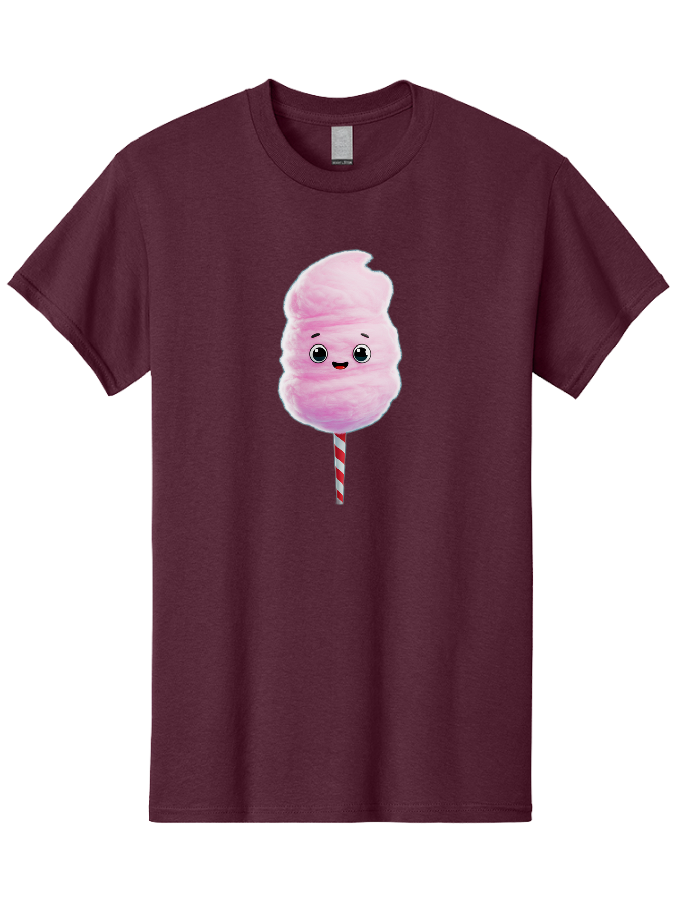 Cotton-Candy-4 Men'S Graphic Tee, 100% Cotton, Comfortable Casual Summer Wear, Machine Washable, Fluffy Pink Cotton Candy, Cartoon Character, Sweet Treat, Striped Stick, Cute Face, Happy Expression, Carnival Snack, Sugary Delight, Bac912