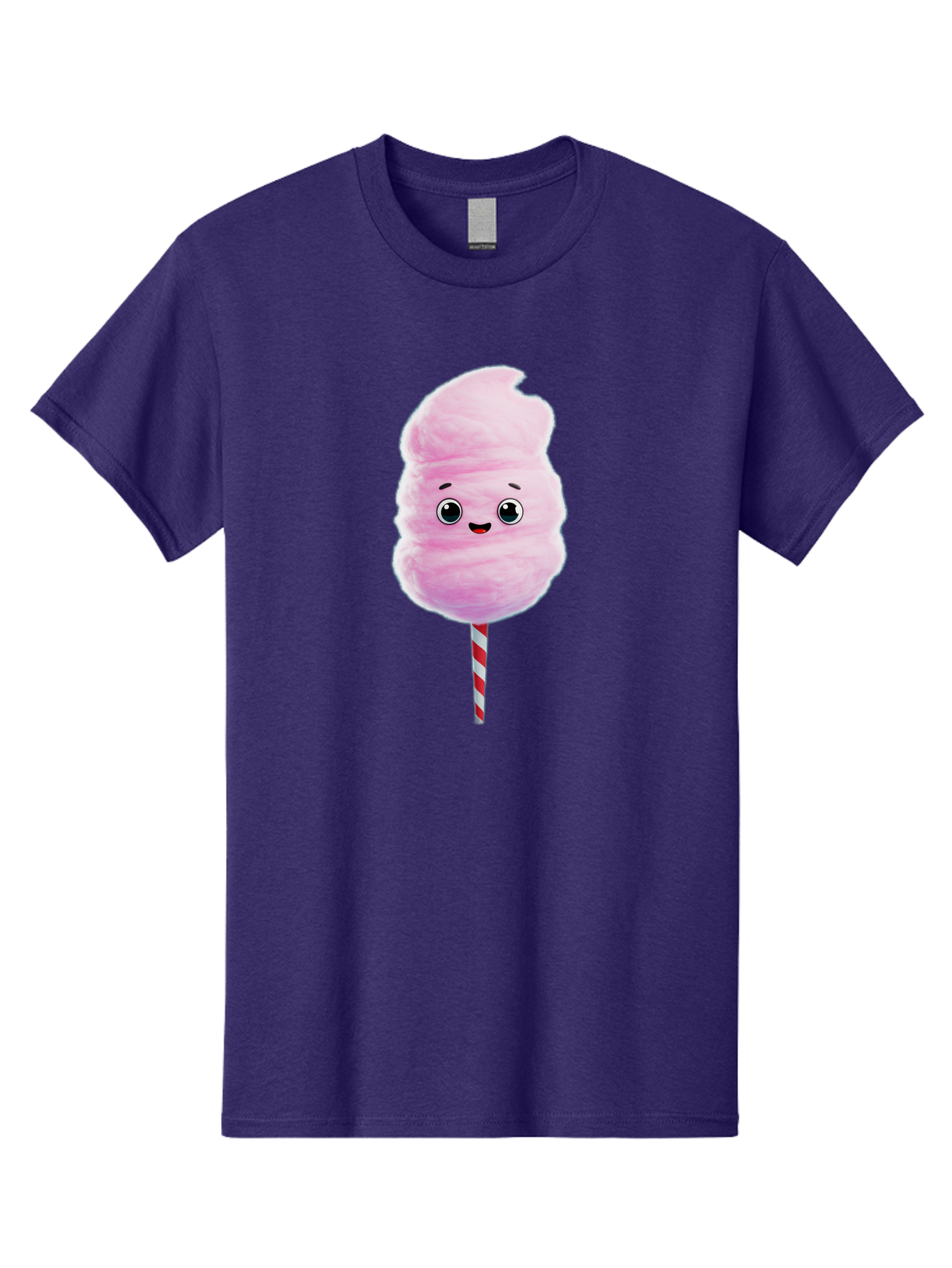 Cotton-Candy-4 Men'S Graphic Tee, 100% Cotton, Comfortable Casual Summer Wear, Machine Washable, Fluffy Pink Cotton Candy, Cartoon Character, Sweet Treat, Striped Stick, Cute Face, Happy Expression, Carnival Snack, Sugary Delight, Bac912