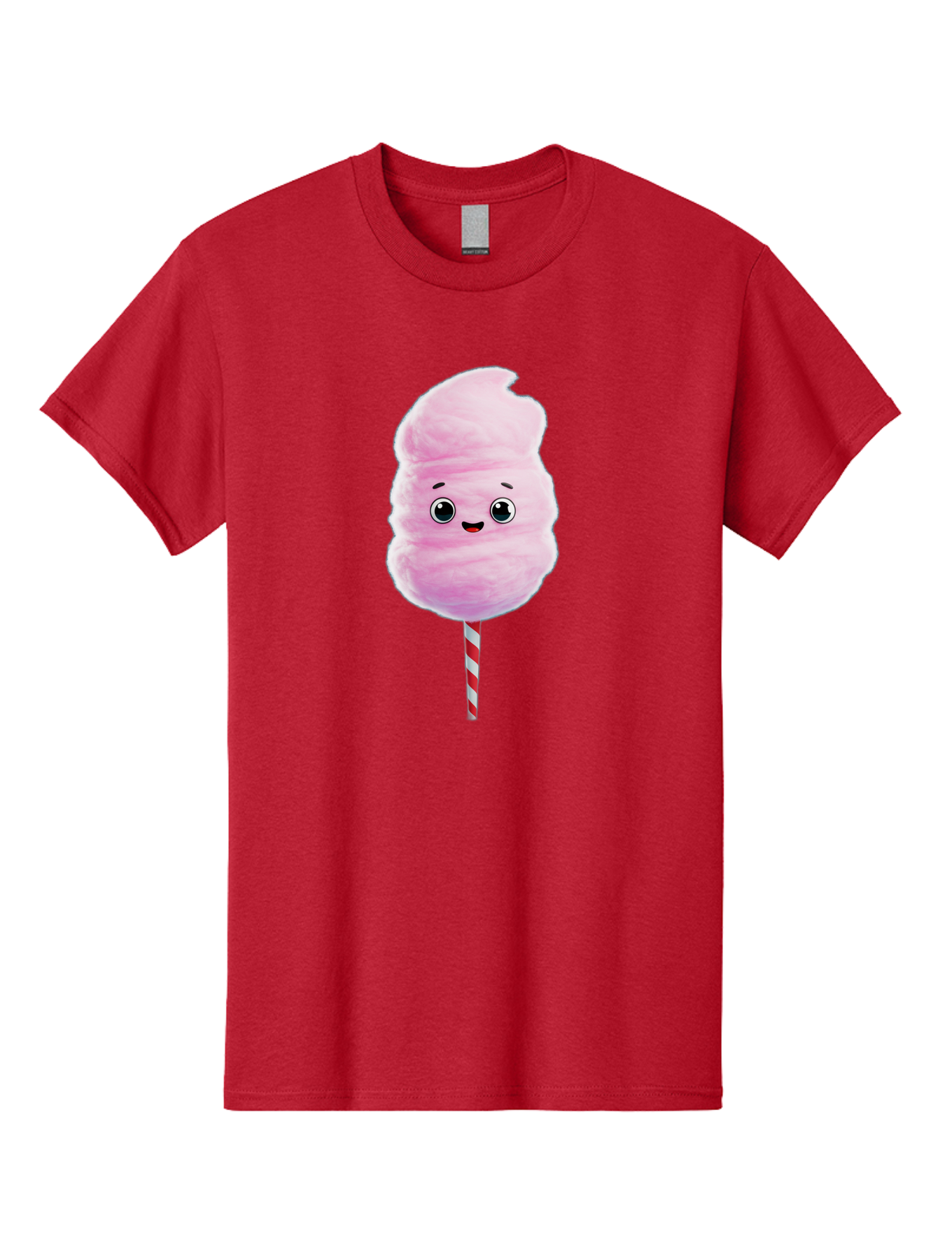 Cotton-Candy-4 Men'S Graphic Tee, 100% Cotton, Comfortable Casual Summer Wear, Machine Washable, Fluffy Pink Cotton Candy, Cartoon Character, Sweet Treat, Striped Stick, Cute Face, Happy Expression, Carnival Snack, Sugary Delight, Bac912
