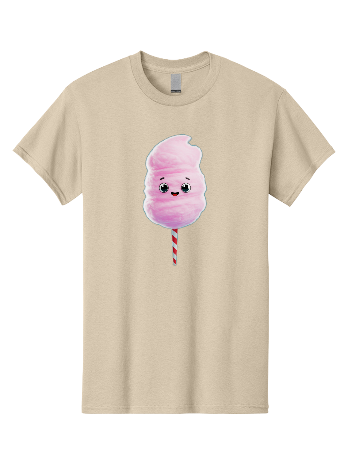 Cotton-Candy-4 Men'S Graphic Tee, 100% Cotton, Comfortable Casual Summer Wear, Machine Washable, Fluffy Pink Cotton Candy, Cartoon Character, Sweet Treat, Striped Stick, Cute Face, Happy Expression, Carnival Snack, Sugary Delight, Bac912