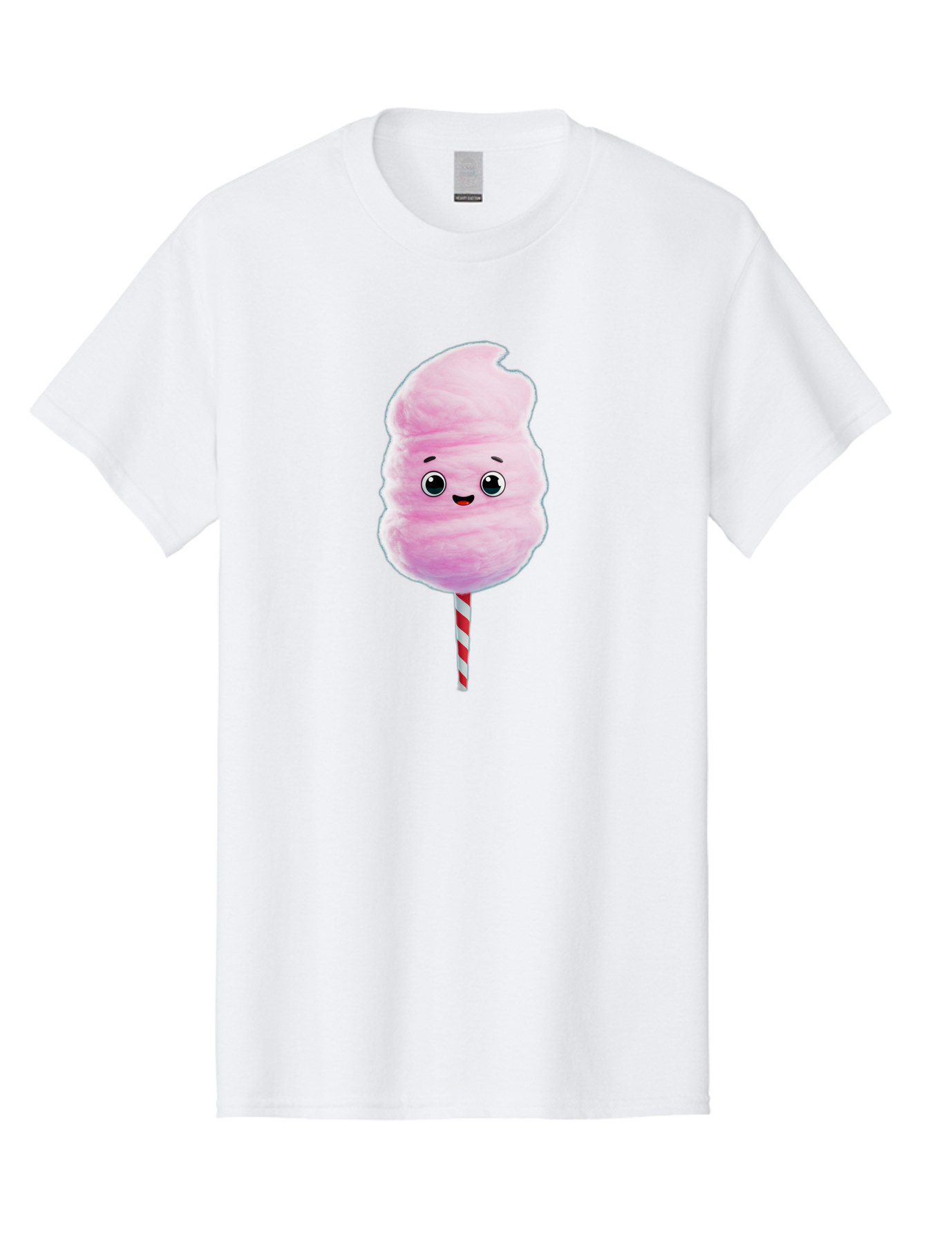 Cotton-Candy-4 Men'S Graphic Tee, 100% Cotton, Comfortable Casual Summer Wear, Machine Washable, Fluffy Pink Cotton Candy, Cartoon Character, Sweet Treat, Striped Stick, Cute Face, Happy Expression, Carnival Snack, Sugary Delight, Bac912