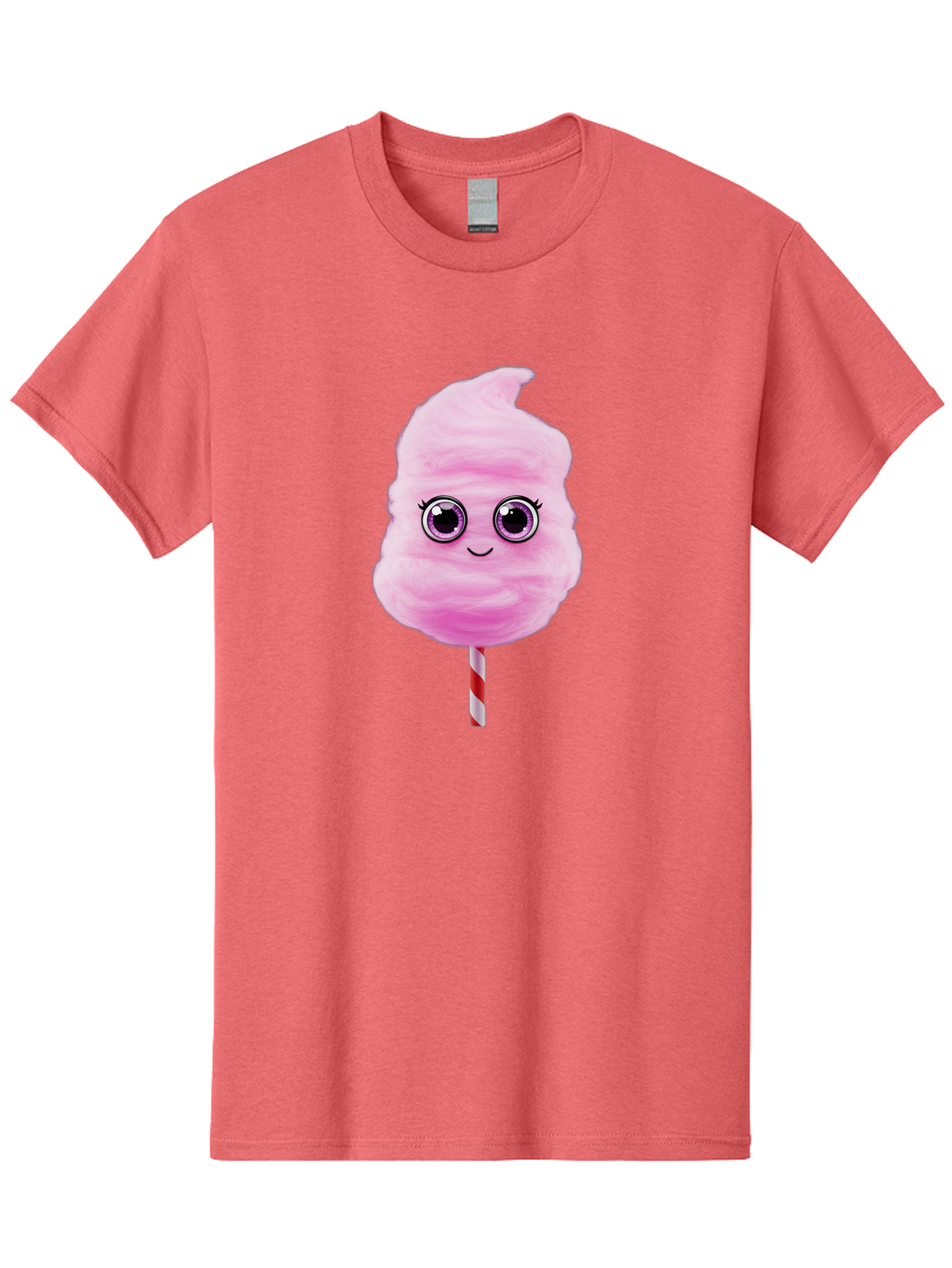 Cotton-Candy-6 Men'S Graphic Tee, 100% Cotton, Comfortable Casual Summer Wear, Machine Washable, Pink Cotton Candy On A Stick, Fluffy Texture, Anthropomorphic Candy, Cute Cartoon Character, Sweet Treats, Carnival Snack, Fun Food, Bac914