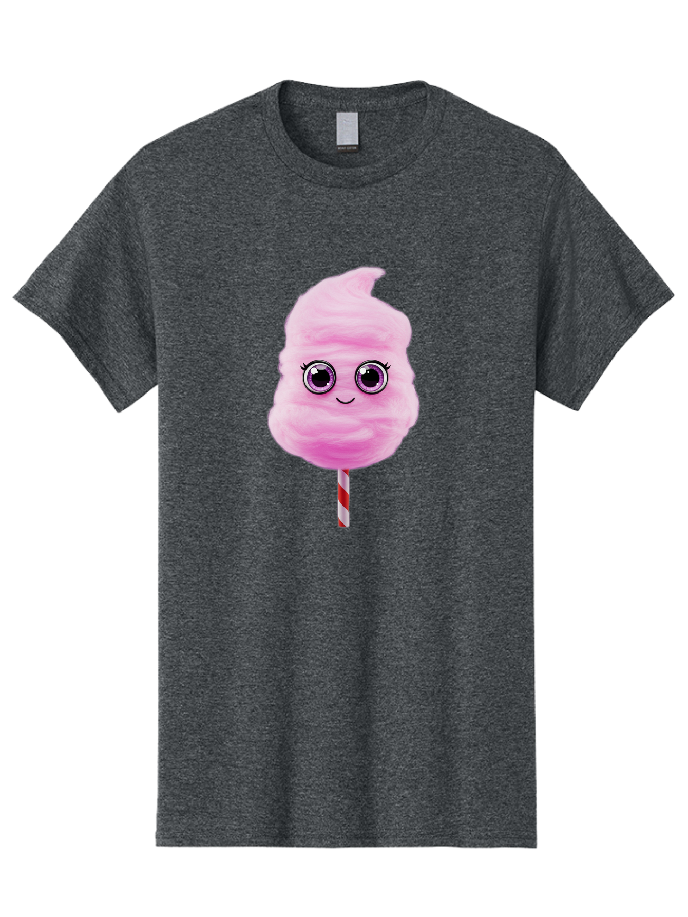 Cotton-Candy-6 Men'S Graphic Tee, 100% Cotton, Comfortable Casual Summer Wear, Machine Washable, Pink Cotton Candy On A Stick, Fluffy Texture, Anthropomorphic Candy, Cute Cartoon Character, Sweet Treats, Carnival Snack, Fun Food, Bac914