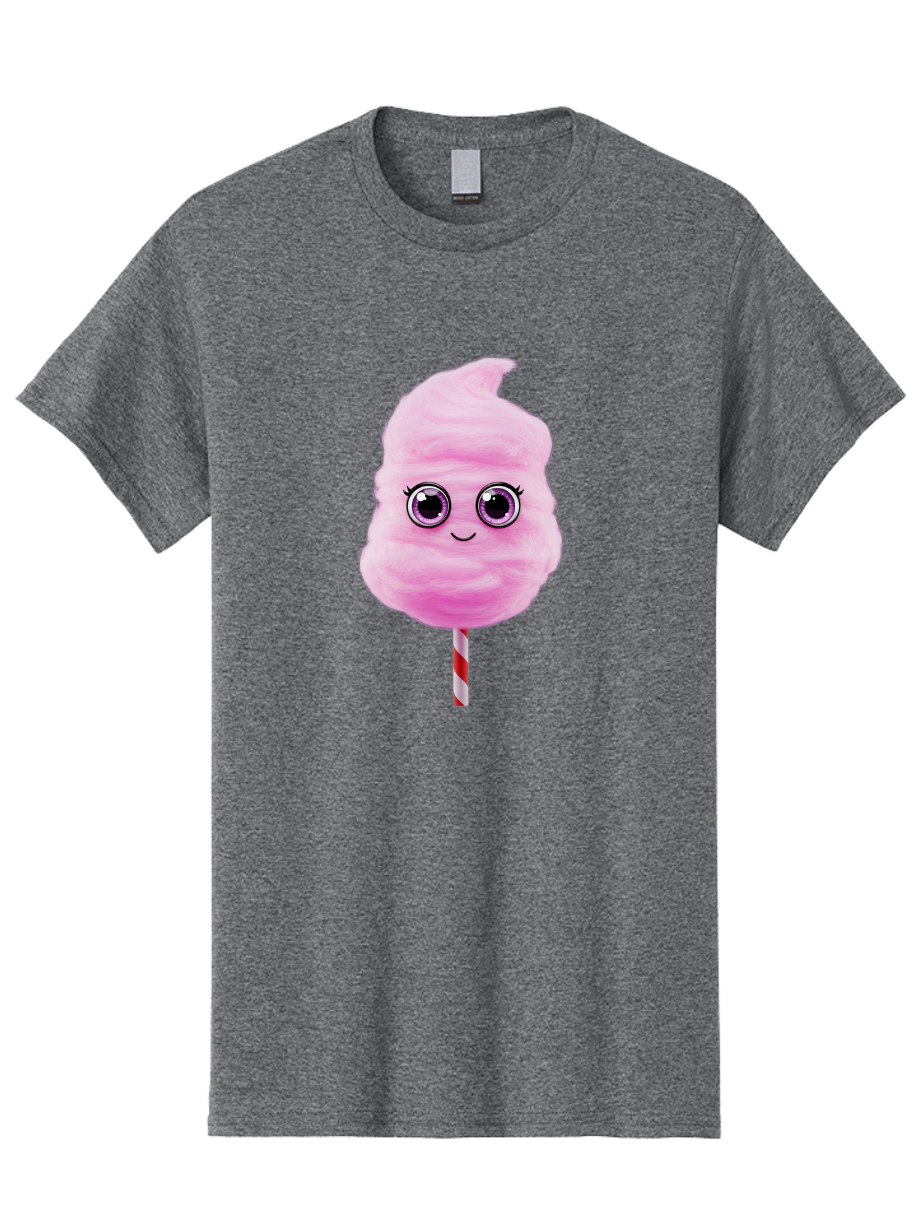 Cotton-Candy-6 Men'S Graphic Tee, 100% Cotton, Comfortable Casual Summer Wear, Machine Washable, Pink Cotton Candy On A Stick, Fluffy Texture, Anthropomorphic Candy, Cute Cartoon Character, Sweet Treats, Carnival Snack, Fun Food, Bac914
