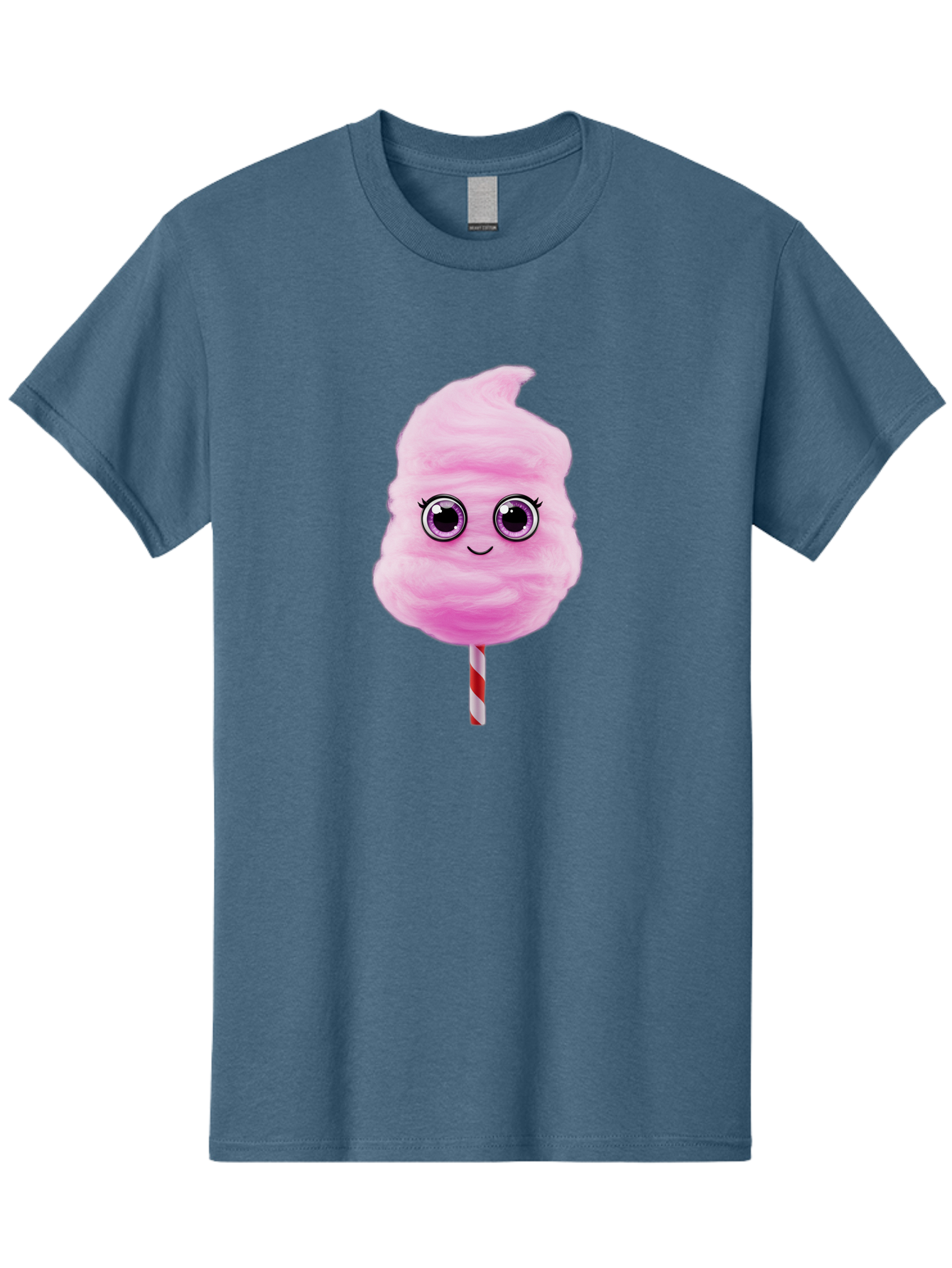 Cotton-Candy-6 Men'S Graphic Tee, 100% Cotton, Comfortable Casual Summer Wear, Machine Washable, Pink Cotton Candy On A Stick, Fluffy Texture, Anthropomorphic Candy, Cute Cartoon Character, Sweet Treats, Carnival Snack, Fun Food, Bac914