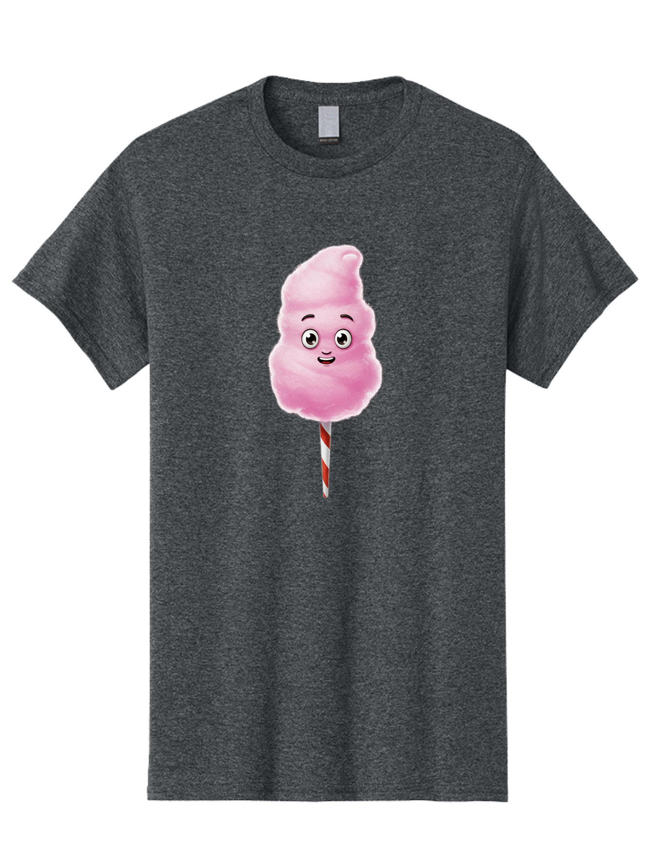 Cotton-Candy-7 Men'S Graphic Tee, 100% Cotton, Comfortable Casual Summer Wear, Machine Washable, Pink Cotton Candy, Cartoon Character, Smiling Face, Happy Eyes, Red And White Stick, Sweet Treat, Fluffy Texture, Cartoon Candy Bac915