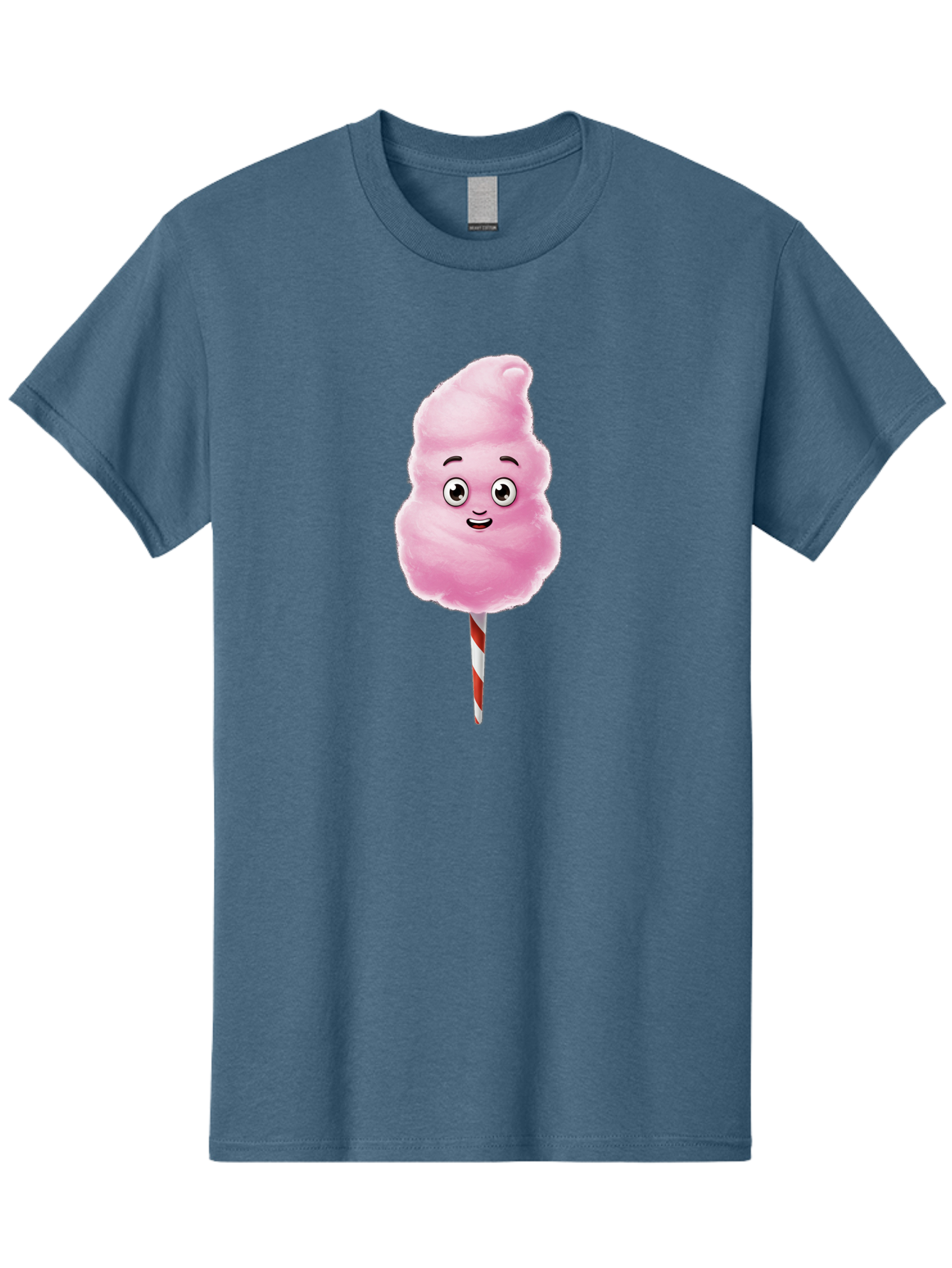 Cotton-Candy-7 Men'S Graphic Tee, 100% Cotton, Comfortable Casual Summer Wear, Machine Washable, Pink Cotton Candy, Cartoon Character, Smiling Face, Happy Eyes, Red And White Stick, Sweet Treat, Fluffy Texture, Cartoon Candy Bac915