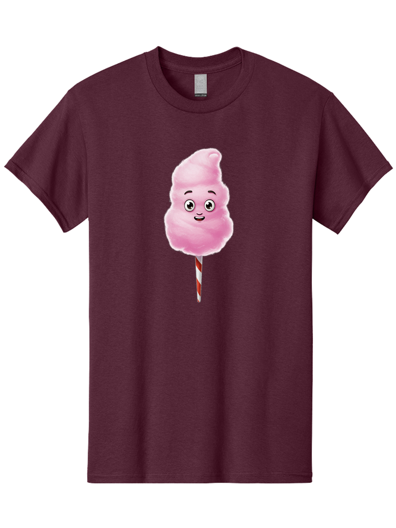 Cotton-Candy-7 Men'S Graphic Tee, 100% Cotton, Comfortable Casual Summer Wear, Machine Washable, Pink Cotton Candy, Cartoon Character, Smiling Face, Happy Eyes, Red And White Stick, Sweet Treat, Fluffy Texture, Cartoon Candy Bac915