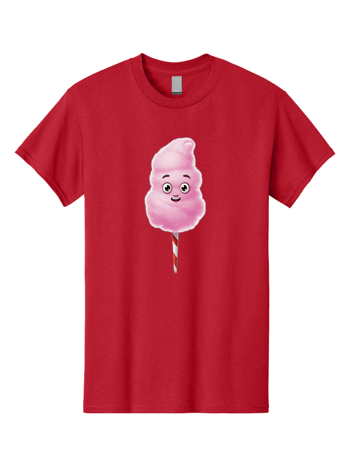 Cotton-Candy-7 Men'S Graphic Tee, 100% Cotton, Comfortable Casual Summer Wear, Machine Washable, Pink Cotton Candy, Cartoon Character, Smiling Face, Happy Eyes, Red And White Stick, Sweet Treat, Fluffy Texture, Cartoon Candy Bac915