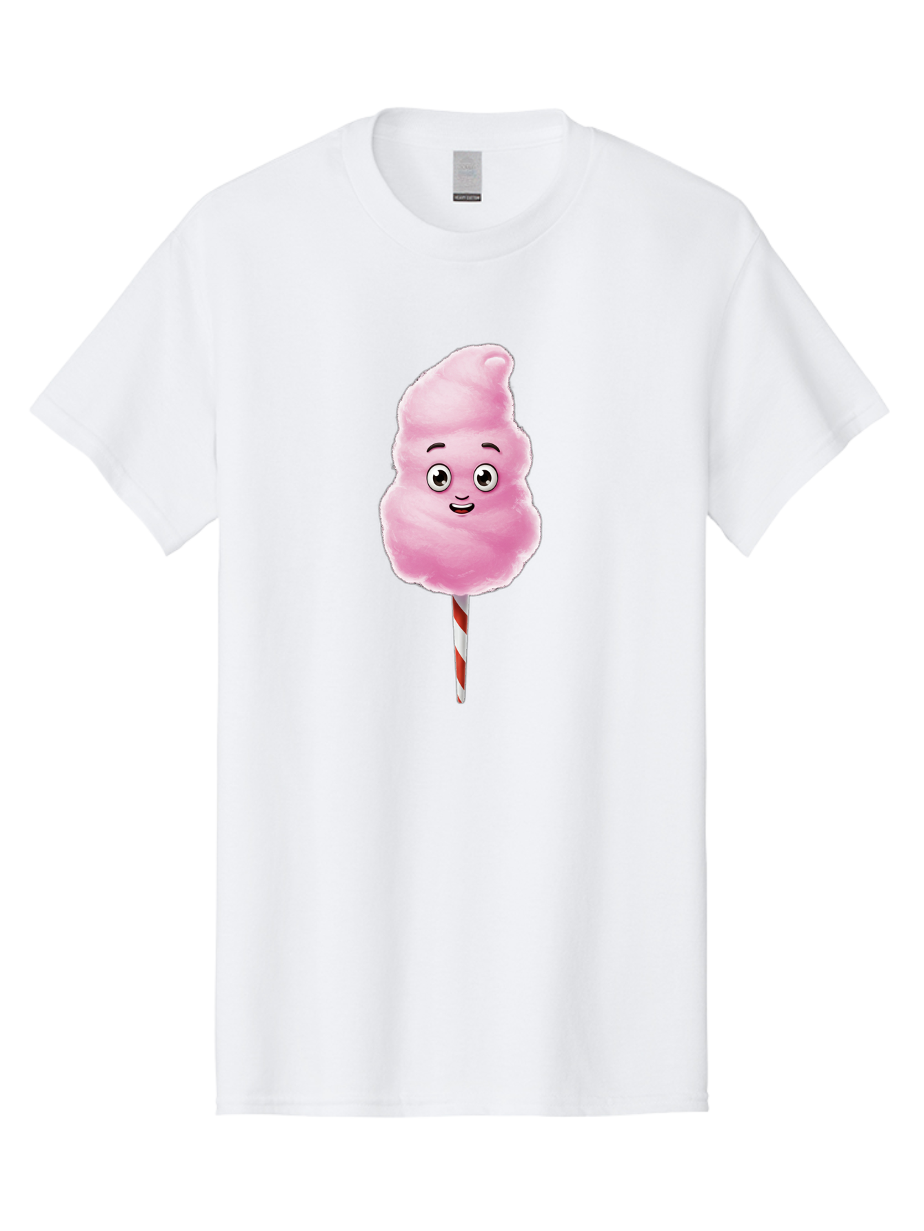 Cotton-Candy-7 Men'S Graphic Tee, 100% Cotton, Comfortable Casual Summer Wear, Machine Washable, Pink Cotton Candy, Cartoon Character, Smiling Face, Happy Eyes, Red And White Stick, Sweet Treat, Fluffy Texture, Cartoon Candy Bac915