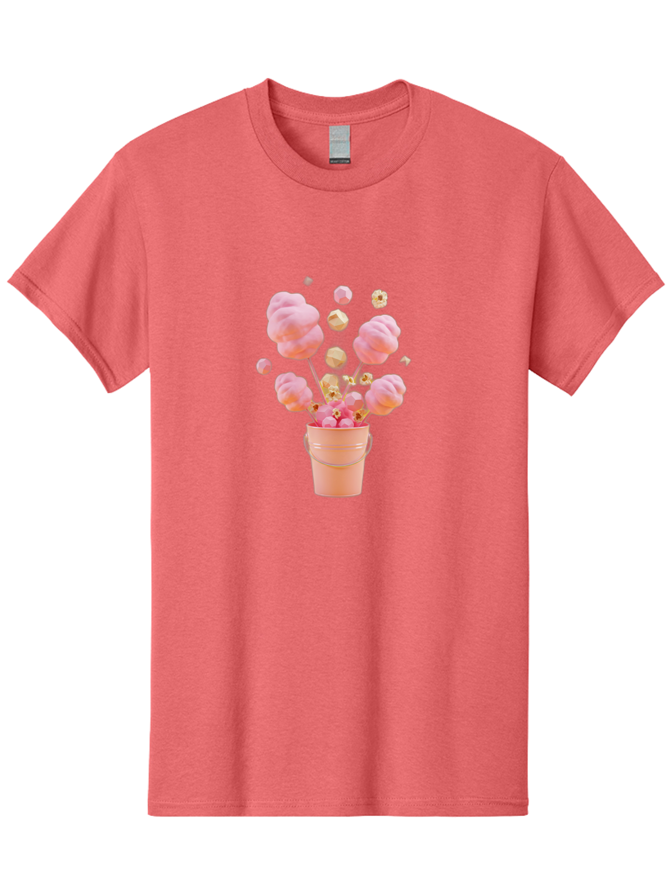 Cotton-Candy-Bucket Men'S Graphic Tee, 100% Cotton, Comfortable Casual Summer Wear, Machine Washable, Pink Cotton Candy, Candy In Bucket, Sweet Treats, Fluffy Candy, Cotton Candy, Sweet Pink, Candy Bucket, Colorful Candy, Whimsical Dessert Bac920