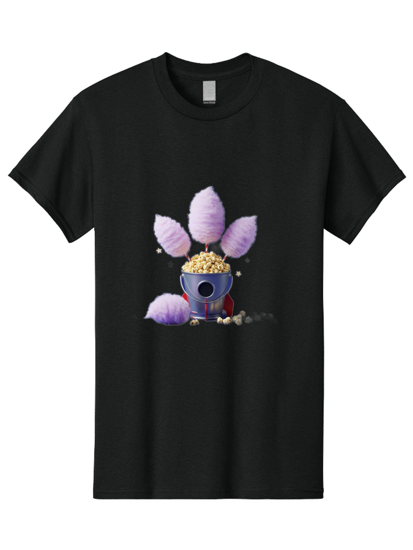 Cotton-Candy-Machine Men'S Graphic Tee, 100% Cotton, Comfortable Casual Summer Wear, Machine Washable, Cotton Candy Machine, Popcorn, Fluffy Treats, Carnival Delights, Sweet Tooth, Fun Snacks, Party Favors, Whimsical Dessert Bac922