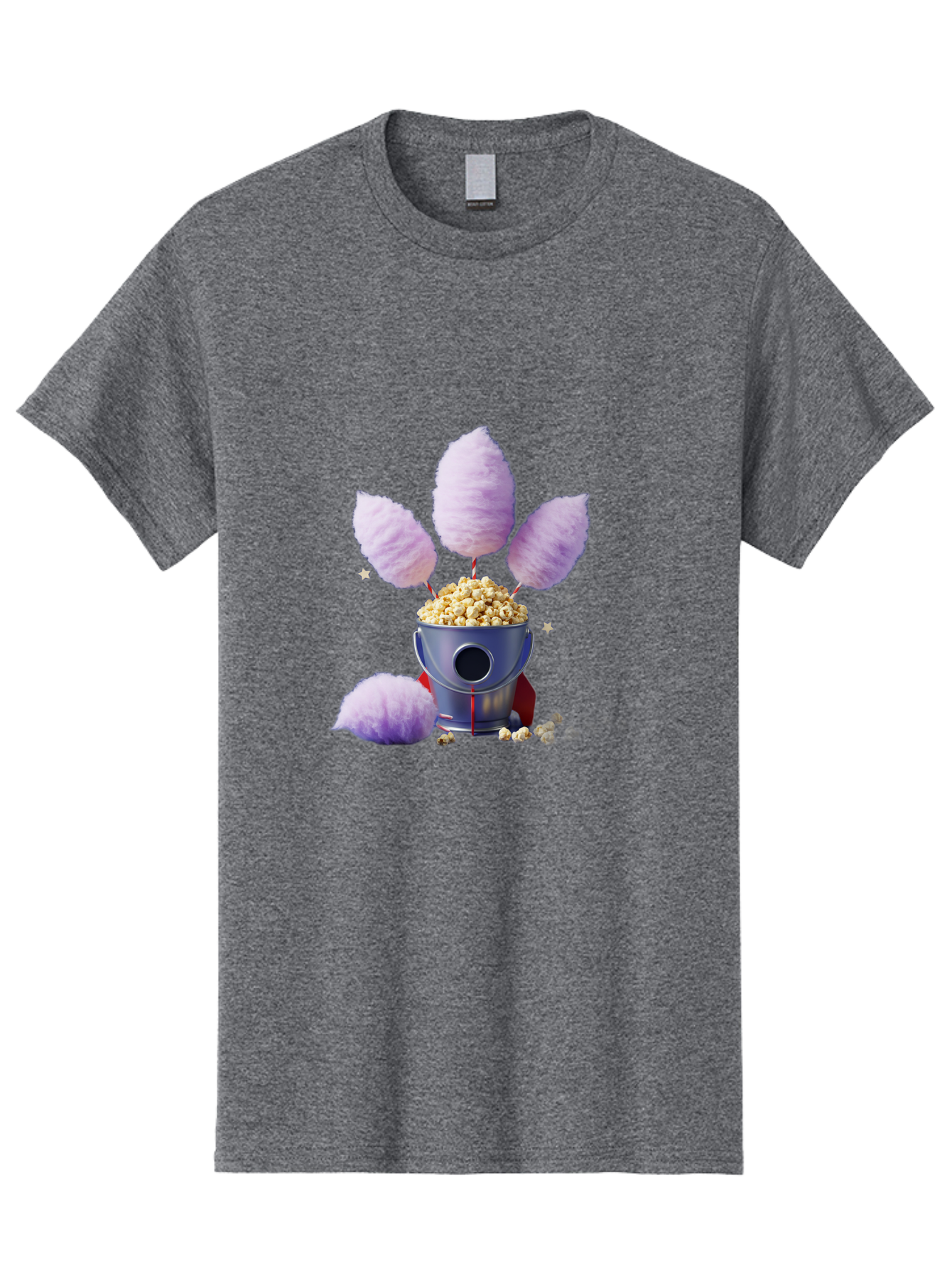 Cotton-Candy-Machine Men'S Graphic Tee, 100% Cotton, Comfortable Casual Summer Wear, Machine Washable, Cotton Candy Machine, Popcorn, Fluffy Treats, Carnival Delights, Sweet Tooth, Fun Snacks, Party Favors, Whimsical Dessert Bac922