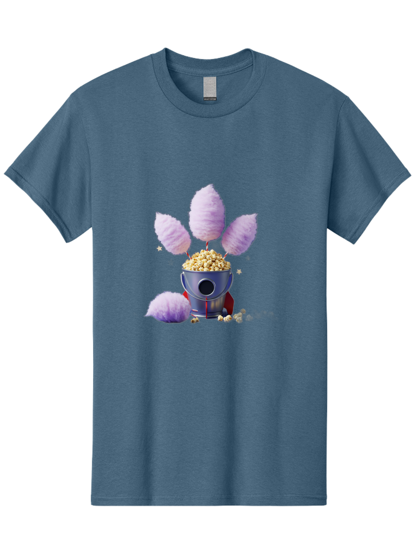 Cotton-Candy-Machine Men'S Graphic Tee, 100% Cotton, Comfortable Casual Summer Wear, Machine Washable, Cotton Candy Machine, Popcorn, Fluffy Treats, Carnival Delights, Sweet Tooth, Fun Snacks, Party Favors, Whimsical Dessert Bac922