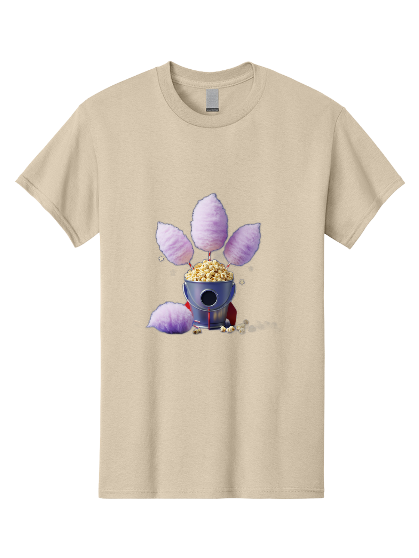 Cotton-Candy-Machine Men'S Graphic Tee, 100% Cotton, Comfortable Casual Summer Wear, Machine Washable, Cotton Candy Machine, Popcorn, Fluffy Treats, Carnival Delights, Sweet Tooth, Fun Snacks, Party Favors, Whimsical Dessert Bac922