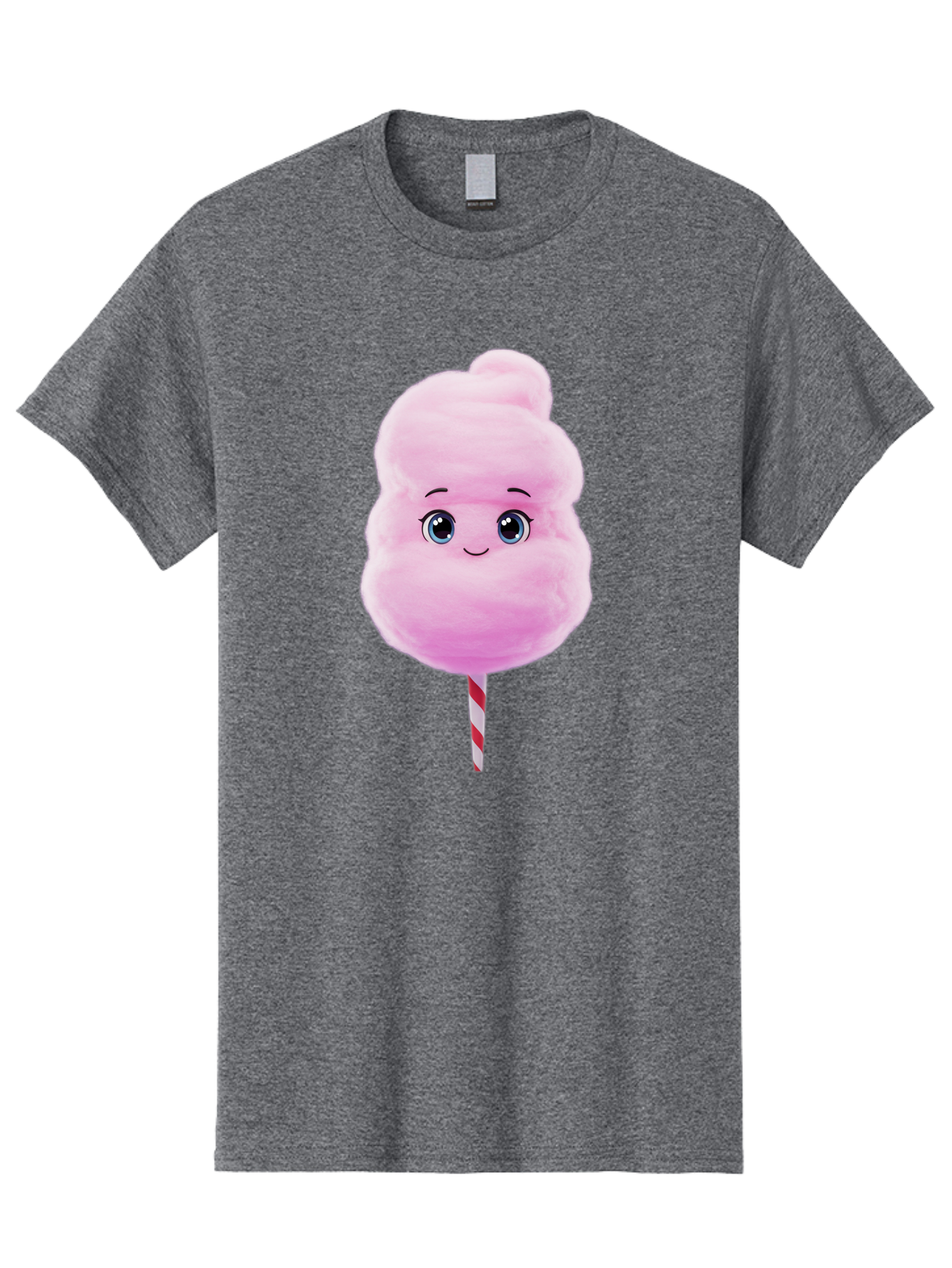 Cotton-Candy Men'S Graphic Tee, 100% Cotton, Comfortable Casual Summer Wear, Machine Washable, Pink Cotton Candy, Cartoon Character, Fluffy Treat, Sweet Snack, Fun Food, Playful Design, Cartoon Style, Fluffy Texture, Cute Face Bac923