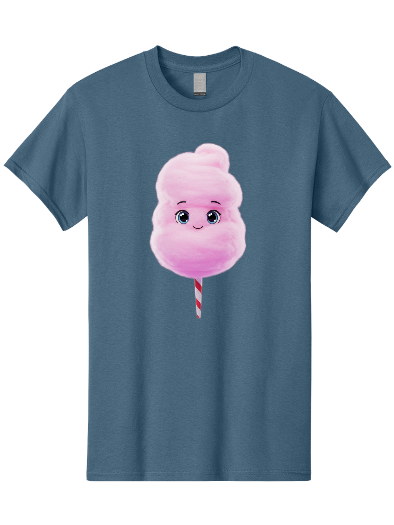 Cotton-Candy Men'S Graphic Tee, 100% Cotton, Comfortable Casual Summer Wear, Machine Washable, Pink Cotton Candy, Cartoon Character, Fluffy Treat, Sweet Snack, Fun Food, Playful Design, Cartoon Style, Fluffy Texture, Cute Face Bac923