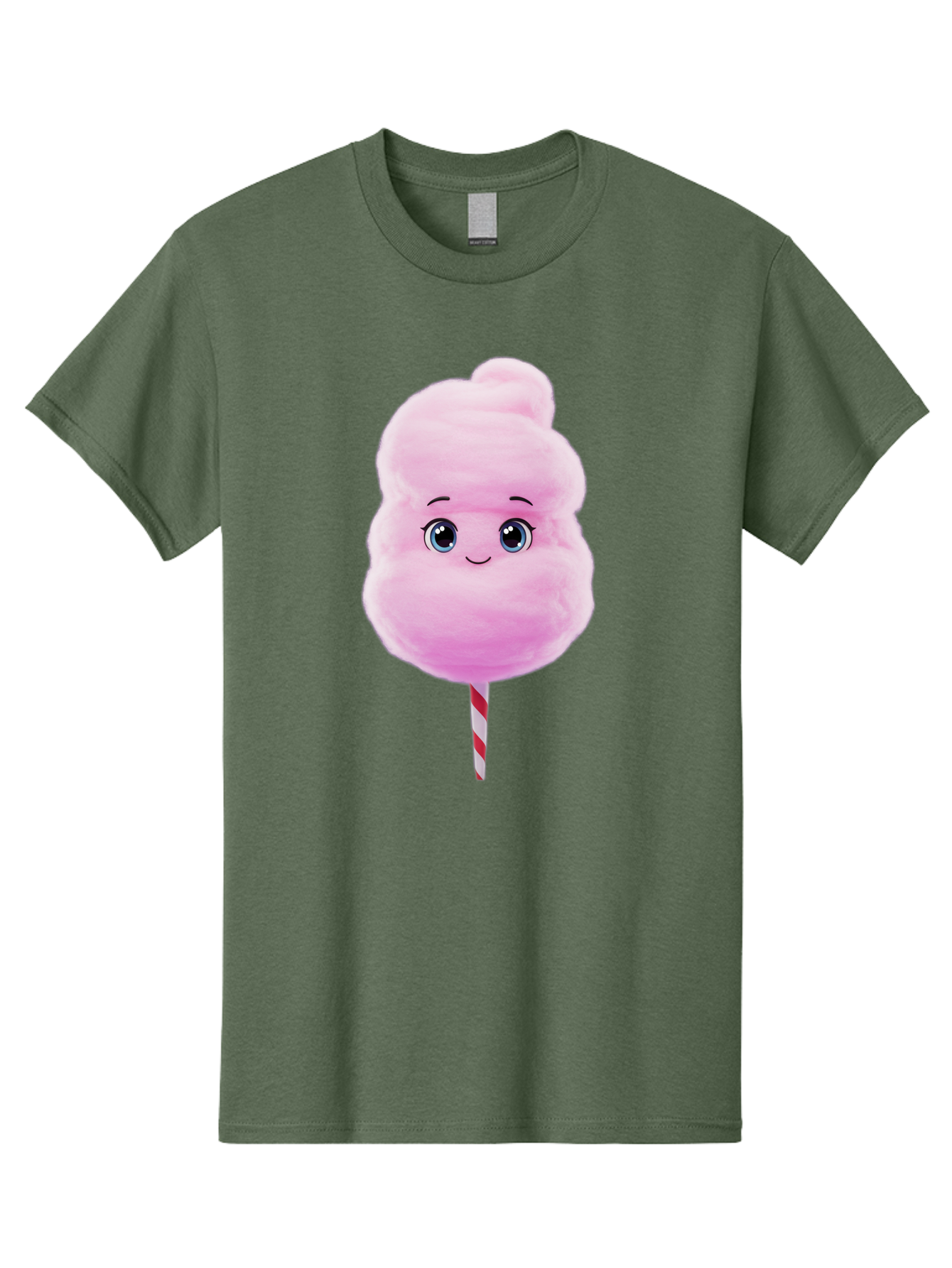 Cotton-Candy Men'S Graphic Tee, 100% Cotton, Comfortable Casual Summer Wear, Machine Washable, Pink Cotton Candy, Cartoon Character, Fluffy Treat, Sweet Snack, Fun Food, Playful Design, Cartoon Style, Fluffy Texture, Cute Face Bac923