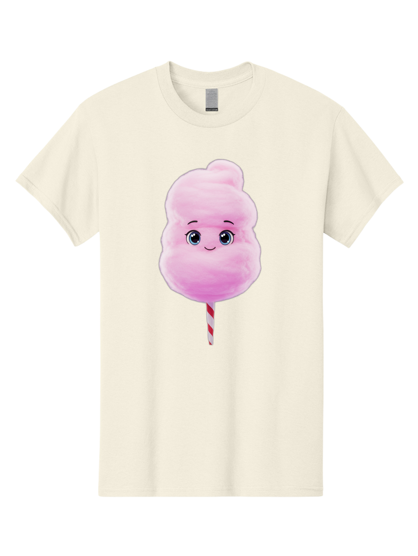 Cotton-Candy Men'S Graphic Tee, 100% Cotton, Comfortable Casual Summer Wear, Machine Washable, Pink Cotton Candy, Cartoon Character, Fluffy Treat, Sweet Snack, Fun Food, Playful Design, Cartoon Style, Fluffy Texture, Cute Face Bac923