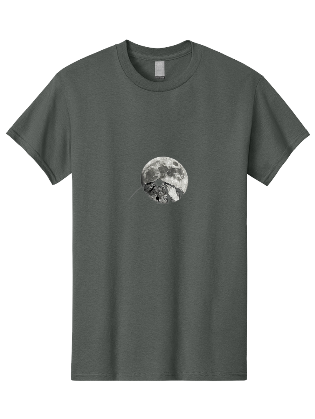 Cracked-Moon Men'S Graphic Tee, 100% Cotton, Comfortable Casual Summer Wear, Machine Washable, Horseshoe Crab Silhouette, Moonlit Night, Lunar Background, Ocean Creature, Wildlife Illustration, Marine Life, Nocturnal Animal, Abstract Art Bac925