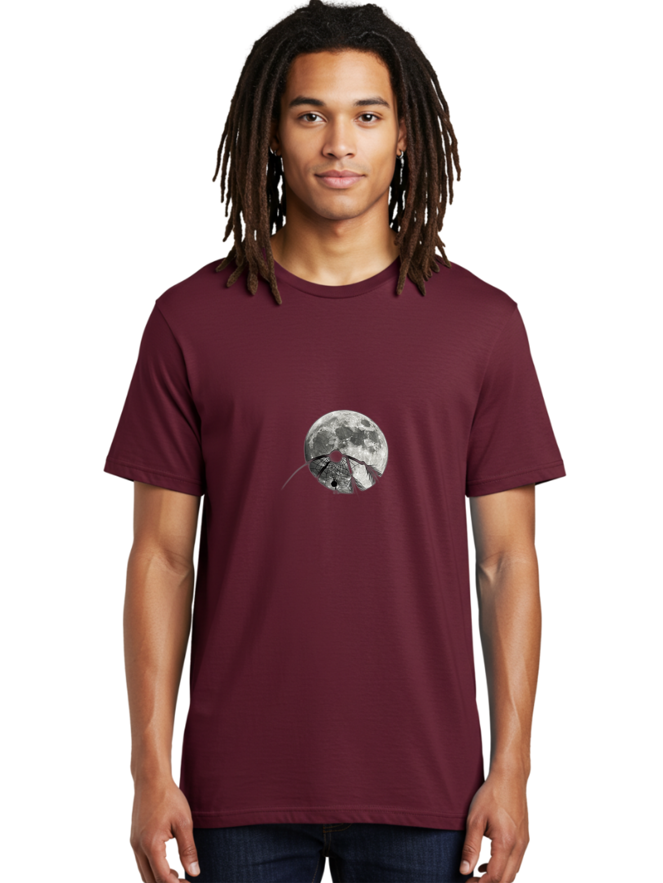 Cracked-Moon Men'S Graphic Tee, 100% Cotton, Comfortable Casual Summer Wear, Machine Washable, Horseshoe Crab Silhouette, Moonlit Night, Lunar Background, Ocean Creature, Wildlife Illustration, Marine Life, Nocturnal Animal, Abstract Art Bac925