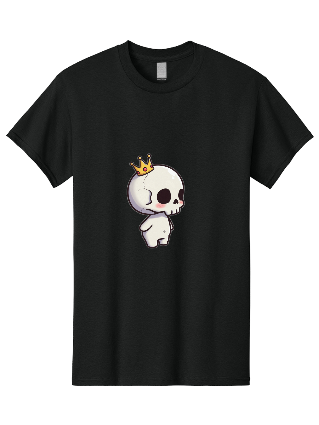 Cracked-Skull-With-Crown Men'S Graphic Tee, 100% Cotton, Comfortable Casual Summer Wear, Machine Washable, Cartoon Skull With Crown, Cute Skull, Kawaii Art, Skull Character, Crowned Character, Anime Style, Digital Illustration, Quirky Design, Bac927