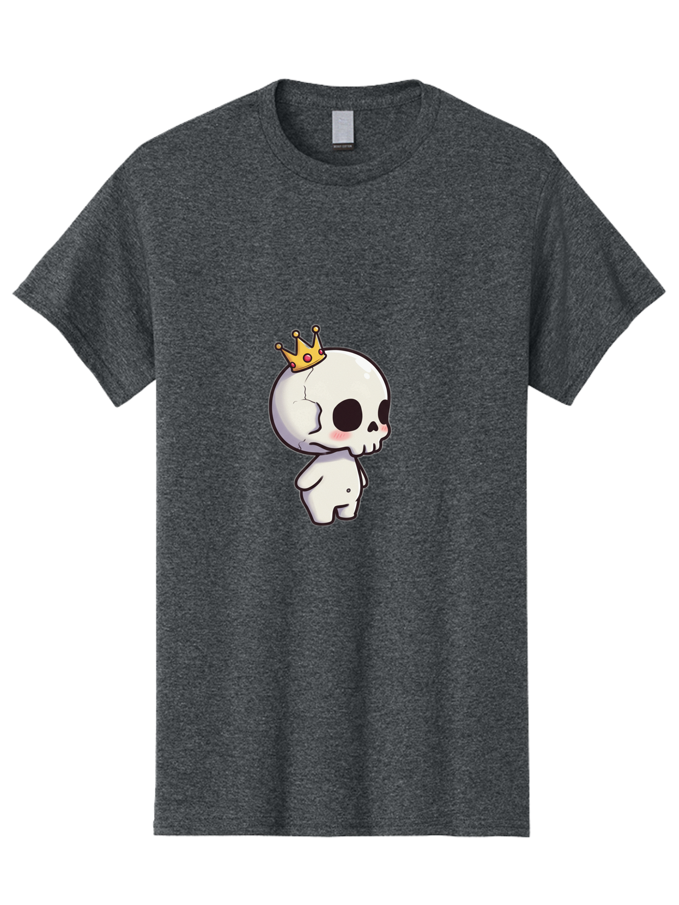 Cracked-Skull-With-Crown Men'S Graphic Tee, 100% Cotton, Comfortable Casual Summer Wear, Machine Washable, Cartoon Skull With Crown, Cute Skull, Kawaii Art, Skull Character, Crowned Character, Anime Style, Digital Illustration, Quirky Design, Bac927