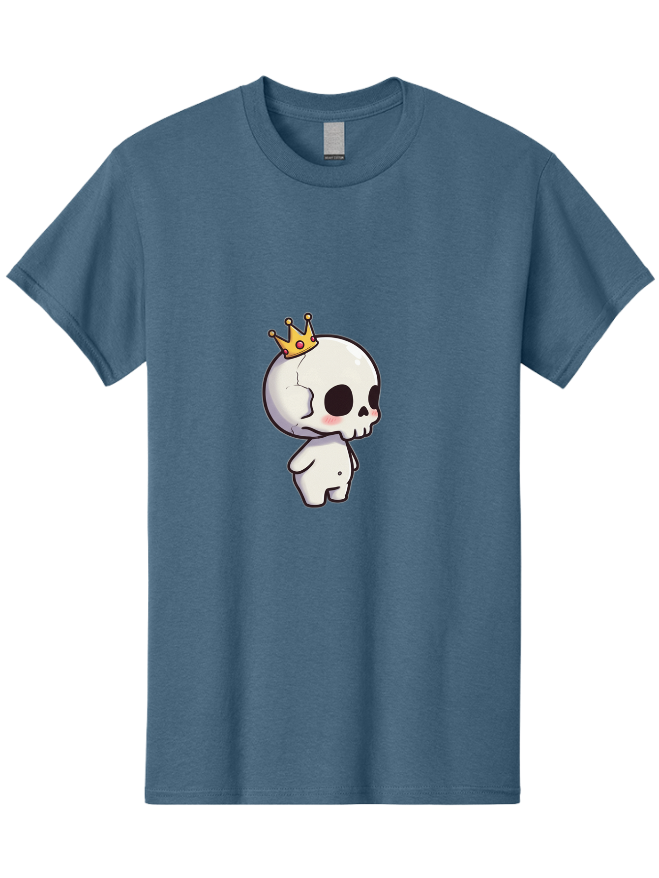 Cracked-Skull-With-Crown Men'S Graphic Tee, 100% Cotton, Comfortable Casual Summer Wear, Machine Washable, Cartoon Skull With Crown, Cute Skull, Kawaii Art, Skull Character, Crowned Character, Anime Style, Digital Illustration, Quirky Design, Bac927