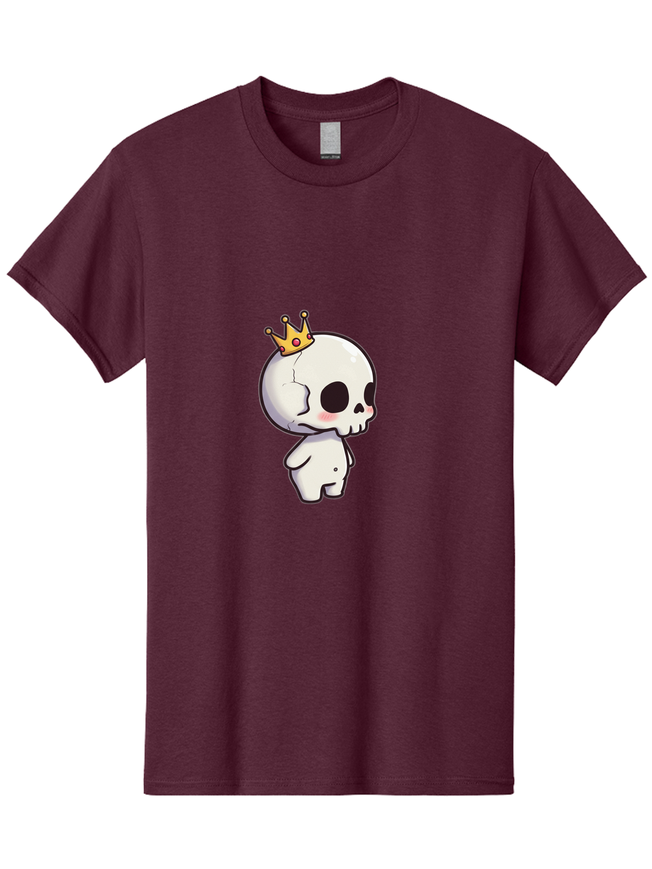 Cracked-Skull-With-Crown Men'S Graphic Tee, 100% Cotton, Comfortable Casual Summer Wear, Machine Washable, Cartoon Skull With Crown, Cute Skull, Kawaii Art, Skull Character, Crowned Character, Anime Style, Digital Illustration, Quirky Design, Bac927
