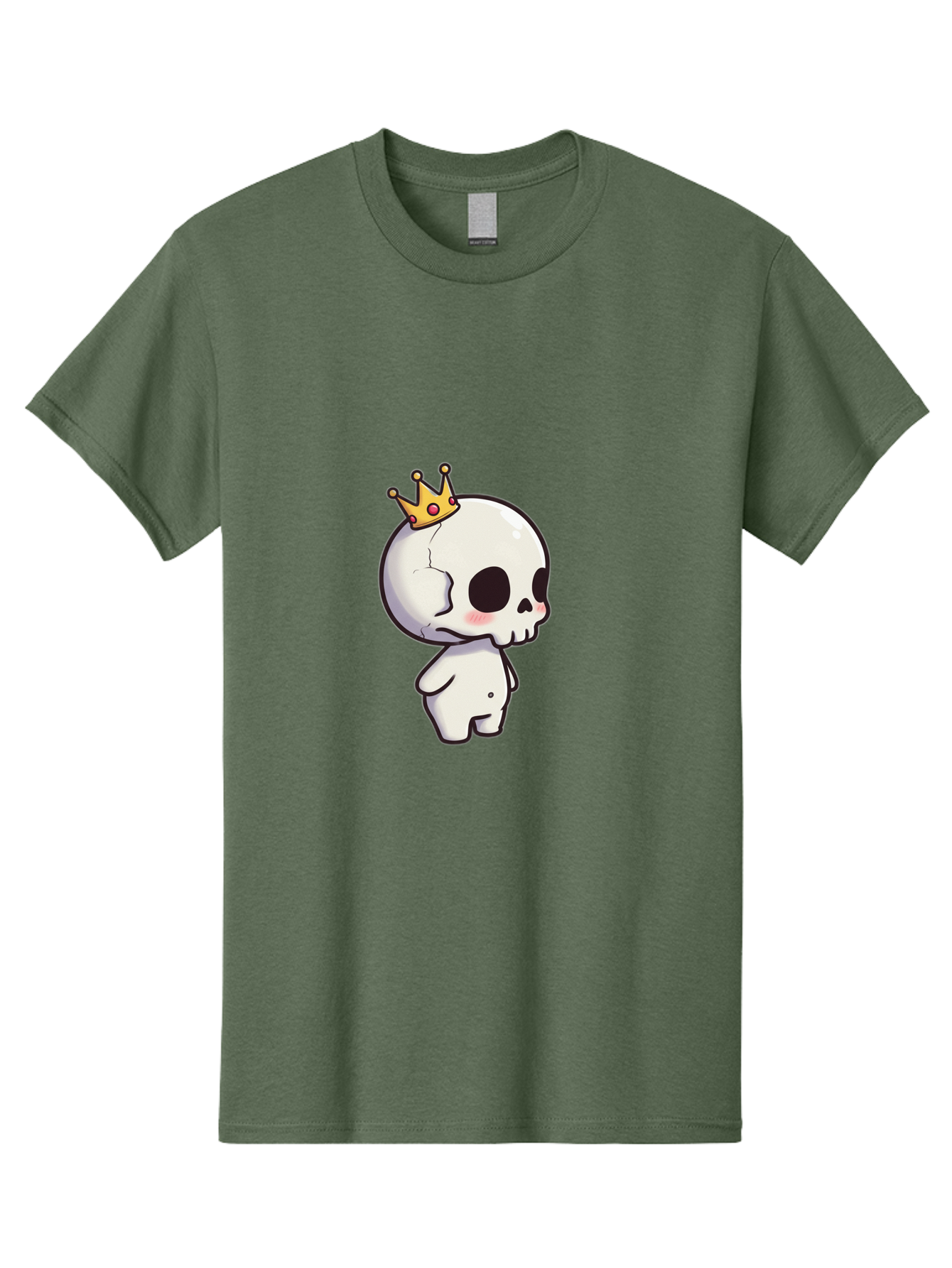 Cracked-Skull-With-Crown Men'S Graphic Tee, 100% Cotton, Comfortable Casual Summer Wear, Machine Washable, Cartoon Skull With Crown, Cute Skull, Kawaii Art, Skull Character, Crowned Character, Anime Style, Digital Illustration, Quirky Design, Bac927