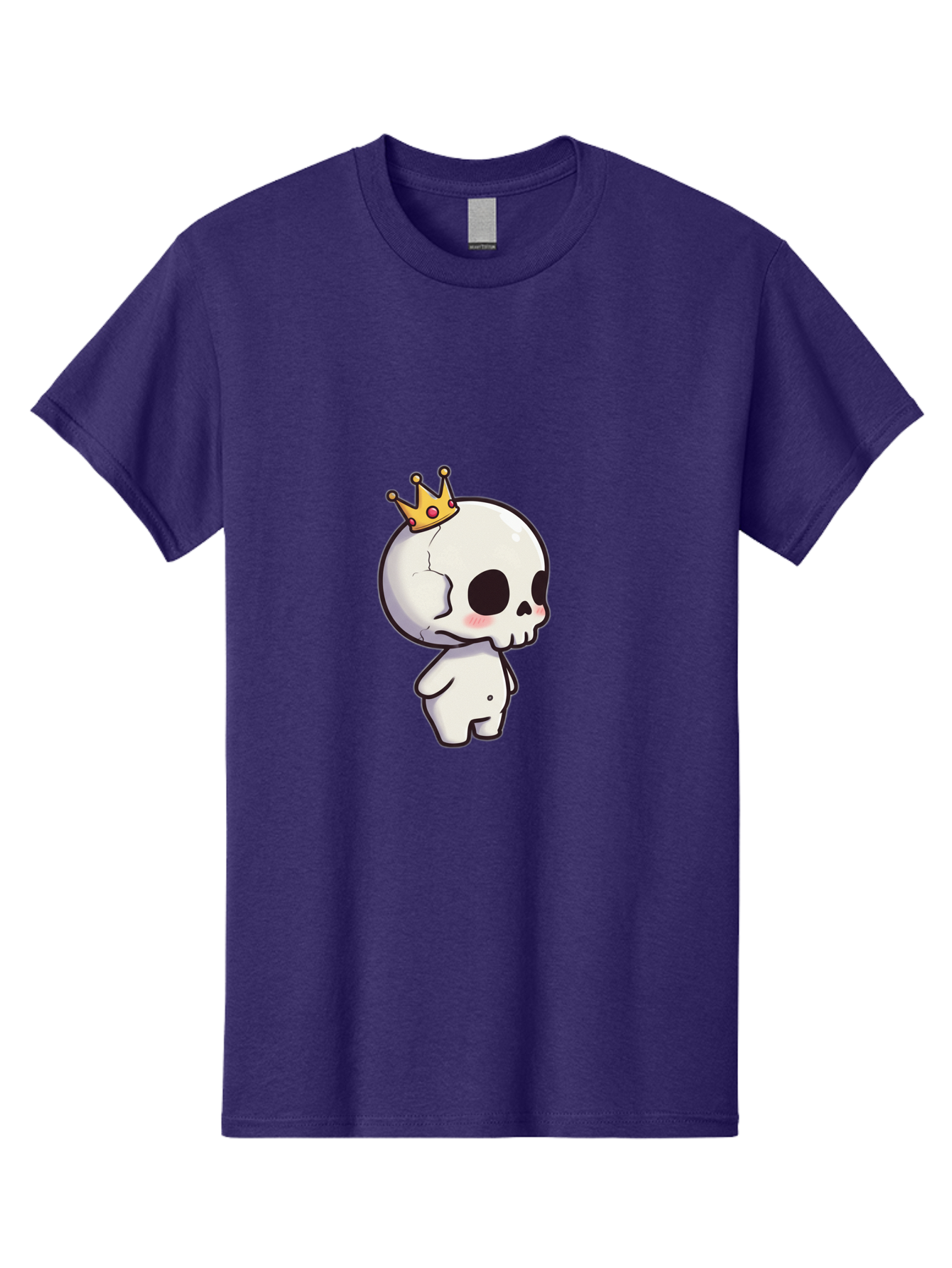 Cracked-Skull-With-Crown Men'S Graphic Tee, 100% Cotton, Comfortable Casual Summer Wear, Machine Washable, Cartoon Skull With Crown, Cute Skull, Kawaii Art, Skull Character, Crowned Character, Anime Style, Digital Illustration, Quirky Design, Bac927