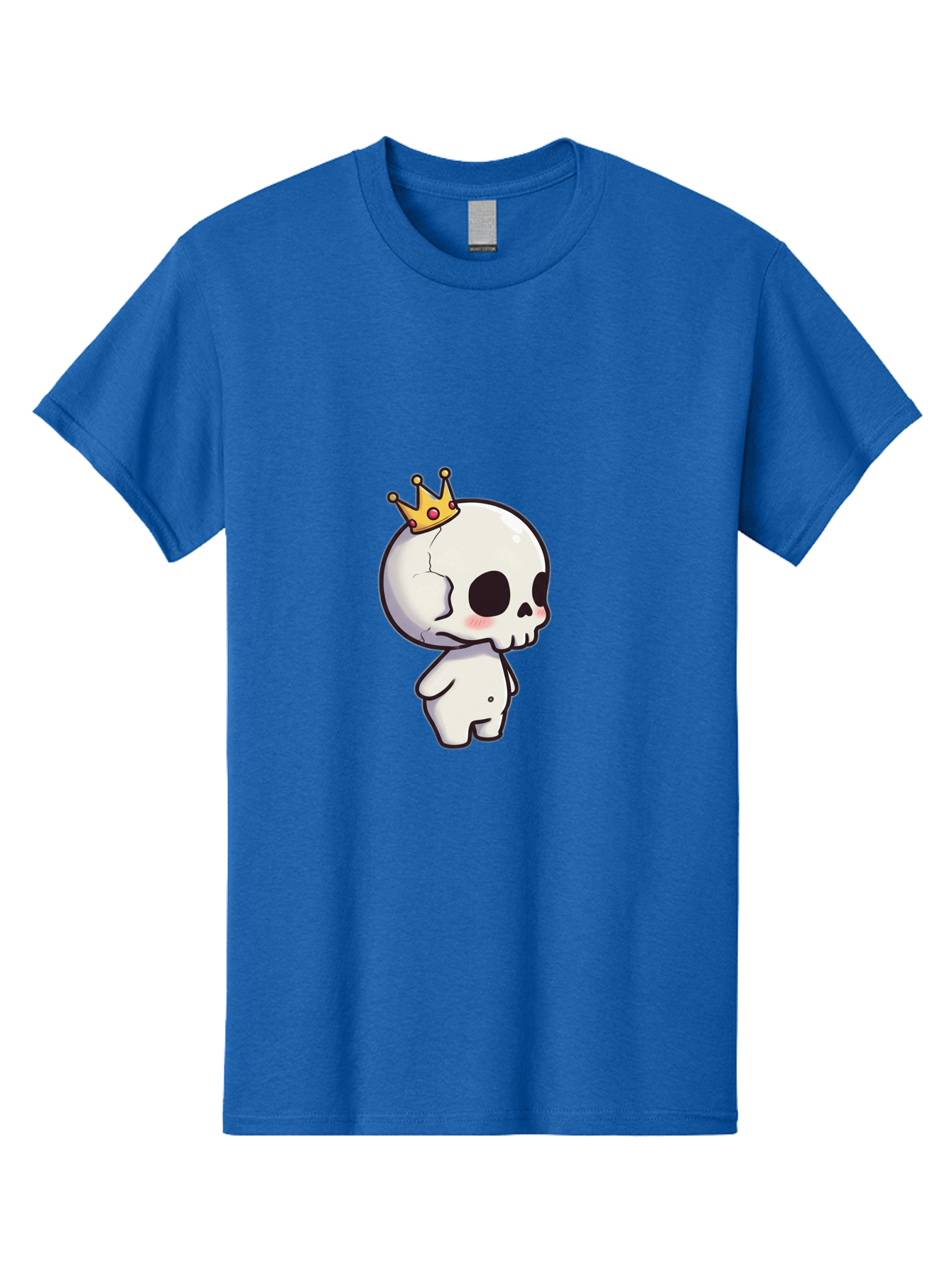 Cracked-Skull-With-Crown Men'S Graphic Tee, 100% Cotton, Comfortable Casual Summer Wear, Machine Washable, Cartoon Skull With Crown, Cute Skull, Kawaii Art, Skull Character, Crowned Character, Anime Style, Digital Illustration, Quirky Design, Bac927