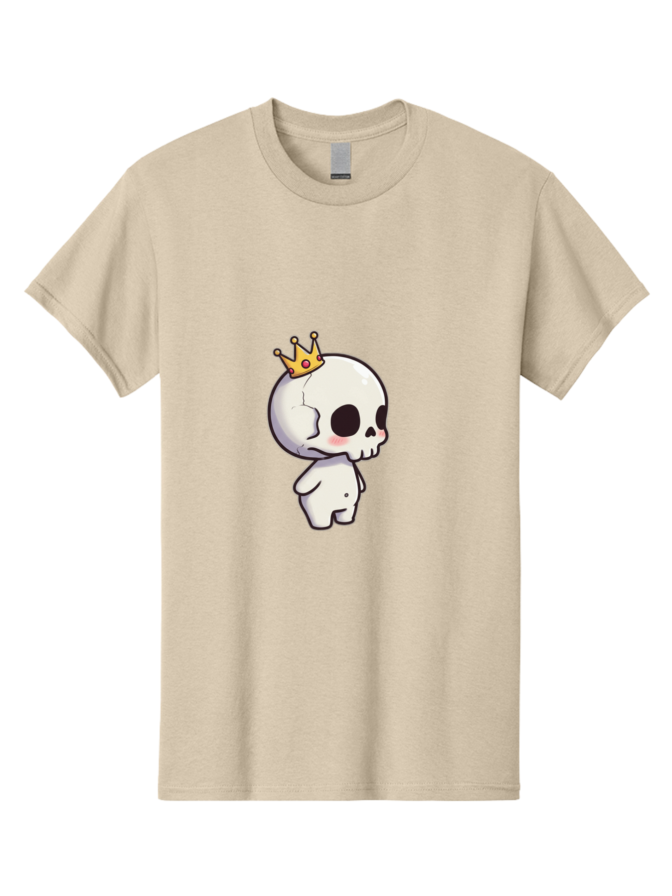 Cracked-Skull-With-Crown Men'S Graphic Tee, 100% Cotton, Comfortable Casual Summer Wear, Machine Washable, Cartoon Skull With Crown, Cute Skull, Kawaii Art, Skull Character, Crowned Character, Anime Style, Digital Illustration, Quirky Design, Bac927