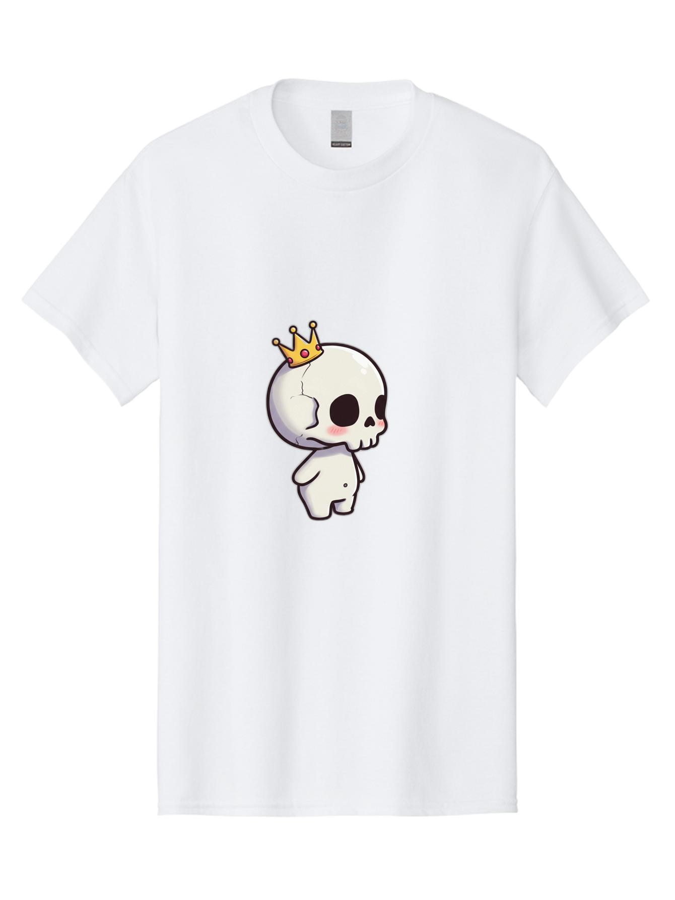 Cracked-Skull-With-Crown Men'S Graphic Tee, 100% Cotton, Comfortable Casual Summer Wear, Machine Washable, Cartoon Skull With Crown, Cute Skull, Kawaii Art, Skull Character, Crowned Character, Anime Style, Digital Illustration, Quirky Design, Bac927