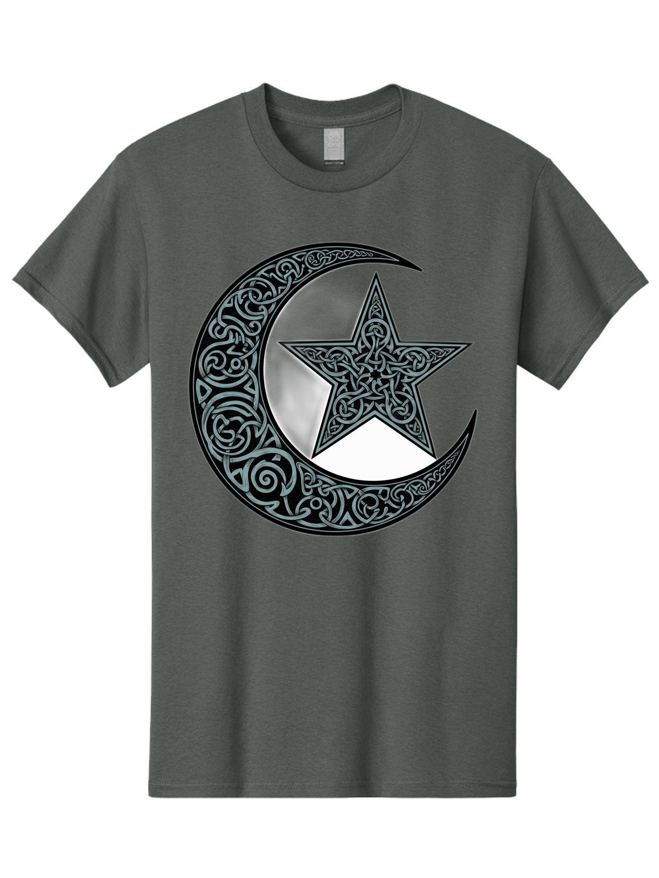 Crescent-Moon-Star Men'S Graphic Tee, 100% Cotton, Comfortable Casual Summer Wear, Machine Washable, Crescent Moon, Star Symbol, Islamic Symbol, Arabic Art, Intricate Designs, Ornate Patterns, Cultural Heritage, Islamic Art, Bac933
