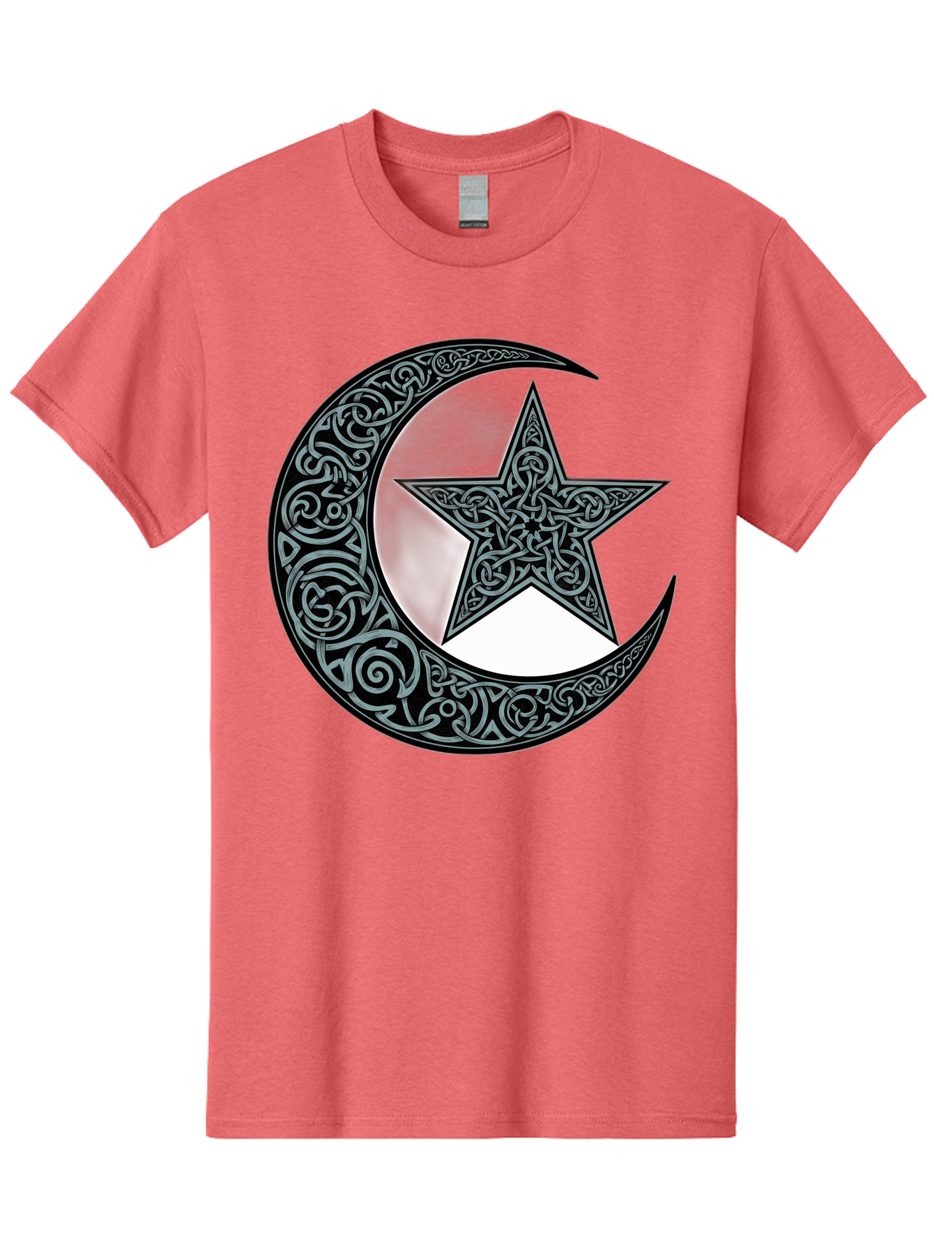 Crescent-Moon-Star Men'S Graphic Tee, 100% Cotton, Comfortable Casual Summer Wear, Machine Washable, Crescent Moon, Star Symbol, Islamic Symbol, Arabic Art, Intricate Designs, Ornate Patterns, Cultural Heritage, Islamic Art, Bac933