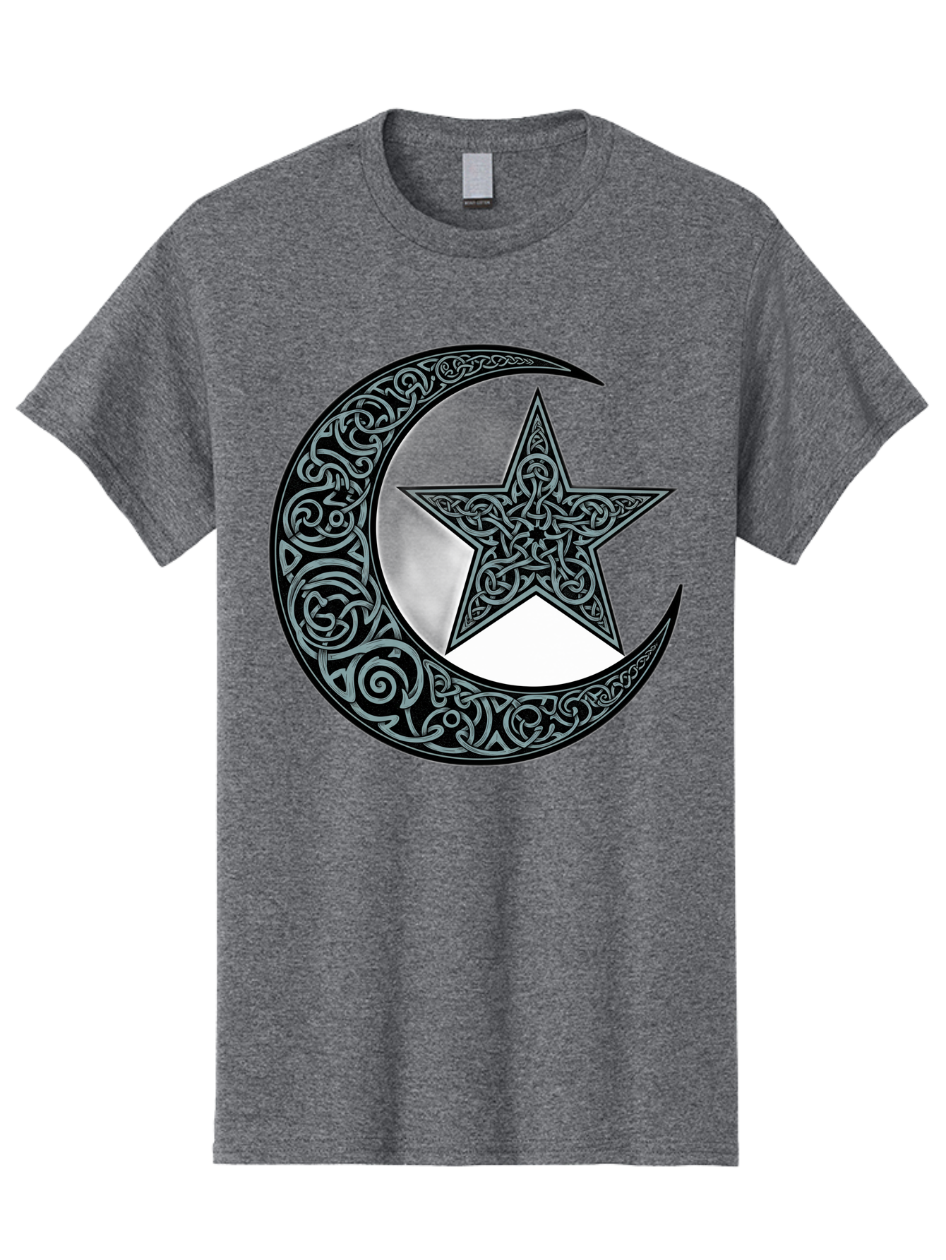 Crescent-Moon-Star Men'S Graphic Tee, 100% Cotton, Comfortable Casual Summer Wear, Machine Washable, Crescent Moon, Star Symbol, Islamic Symbol, Arabic Art, Intricate Designs, Ornate Patterns, Cultural Heritage, Islamic Art, Bac933