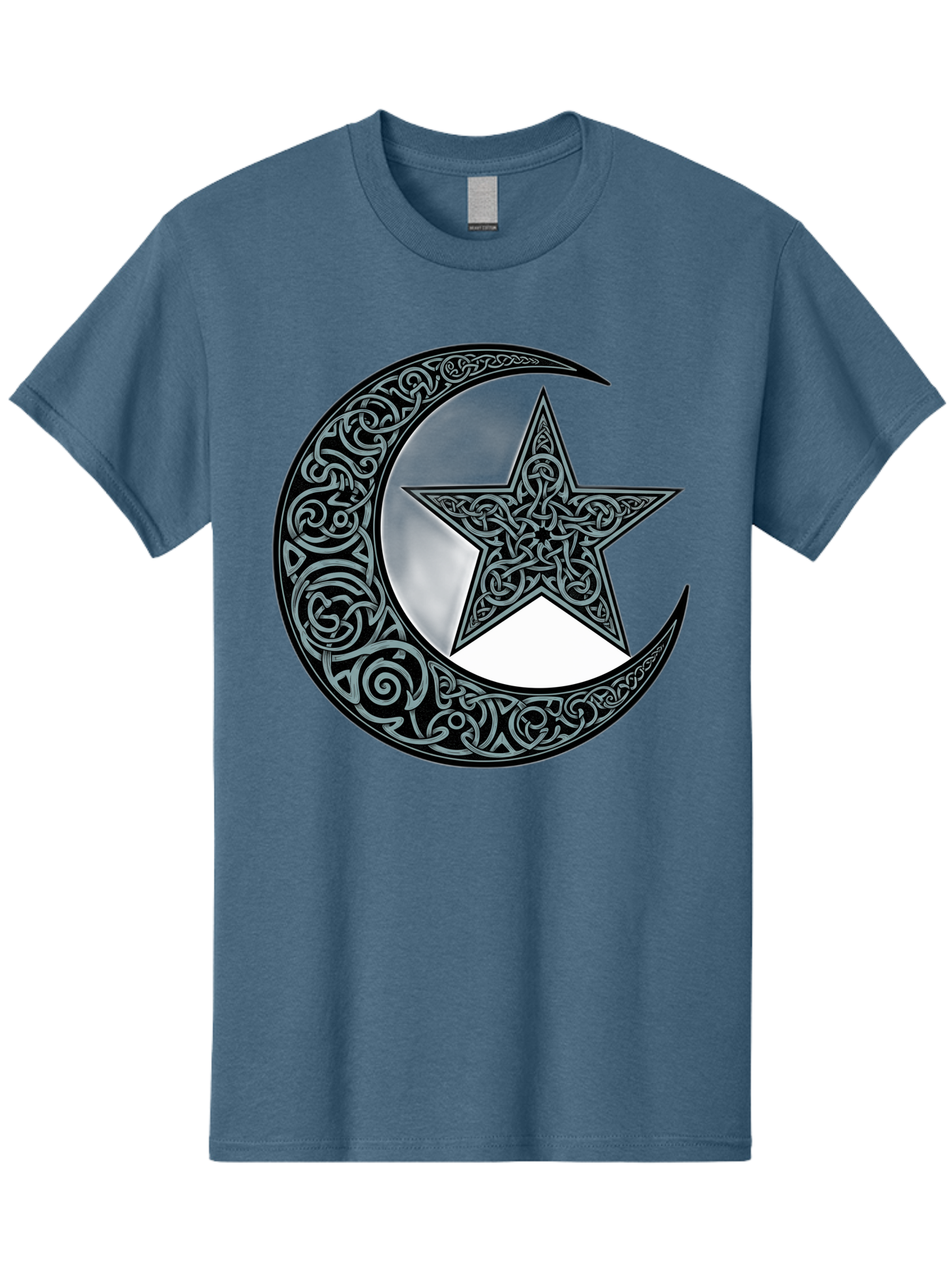 Crescent-Moon-Star Men'S Graphic Tee, 100% Cotton, Comfortable Casual Summer Wear, Machine Washable, Crescent Moon, Star Symbol, Islamic Symbol, Arabic Art, Intricate Designs, Ornate Patterns, Cultural Heritage, Islamic Art, Bac933