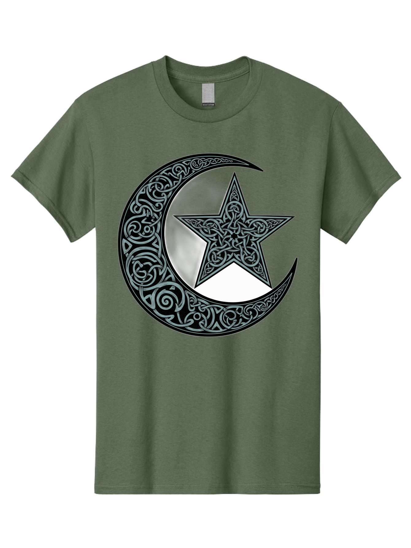 Crescent-Moon-Star Men'S Graphic Tee, 100% Cotton, Comfortable Casual Summer Wear, Machine Washable, Crescent Moon, Star Symbol, Islamic Symbol, Arabic Art, Intricate Designs, Ornate Patterns, Cultural Heritage, Islamic Art, Bac933