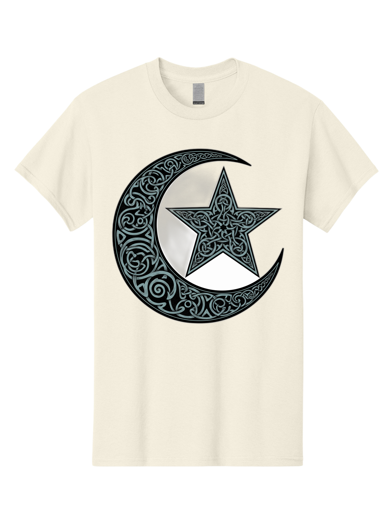 Crescent-Moon-Star Men'S Graphic Tee, 100% Cotton, Comfortable Casual Summer Wear, Machine Washable, Crescent Moon, Star Symbol, Islamic Symbol, Arabic Art, Intricate Designs, Ornate Patterns, Cultural Heritage, Islamic Art, Bac933