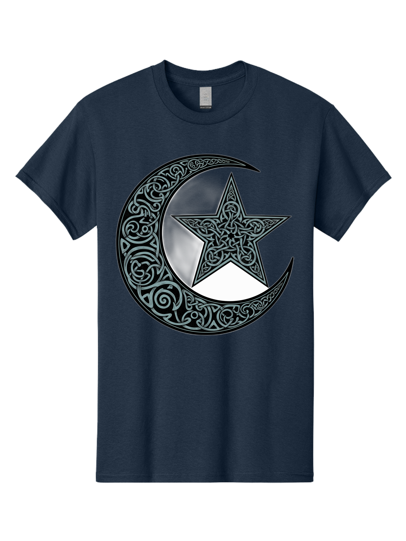 Crescent-Moon-Star Men'S Graphic Tee, 100% Cotton, Comfortable Casual Summer Wear, Machine Washable, Crescent Moon, Star Symbol, Islamic Symbol, Arabic Art, Intricate Designs, Ornate Patterns, Cultural Heritage, Islamic Art, Bac933
