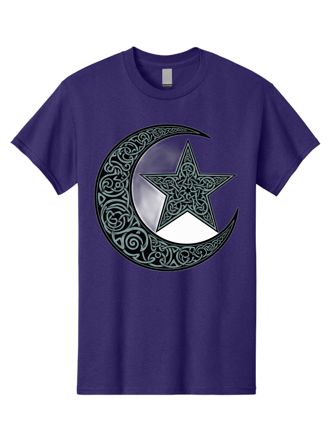 Crescent-Moon-Star Men'S Graphic Tee, 100% Cotton, Comfortable Casual Summer Wear, Machine Washable, Crescent Moon, Star Symbol, Islamic Symbol, Arabic Art, Intricate Designs, Ornate Patterns, Cultural Heritage, Islamic Art, Bac933