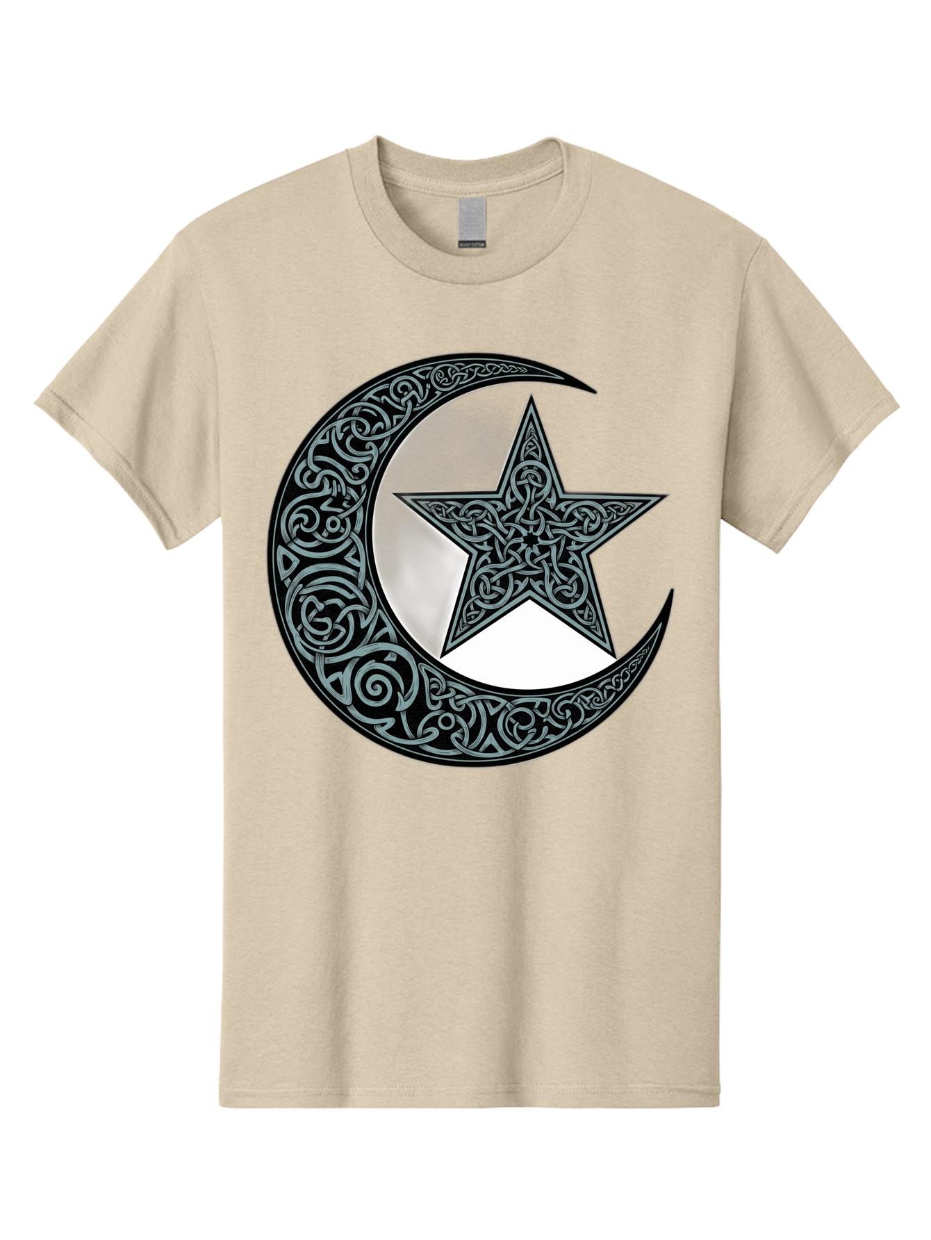 Crescent-Moon-Star Men'S Graphic Tee, 100% Cotton, Comfortable Casual Summer Wear, Machine Washable, Crescent Moon, Star Symbol, Islamic Symbol, Arabic Art, Intricate Designs, Ornate Patterns, Cultural Heritage, Islamic Art, Bac933